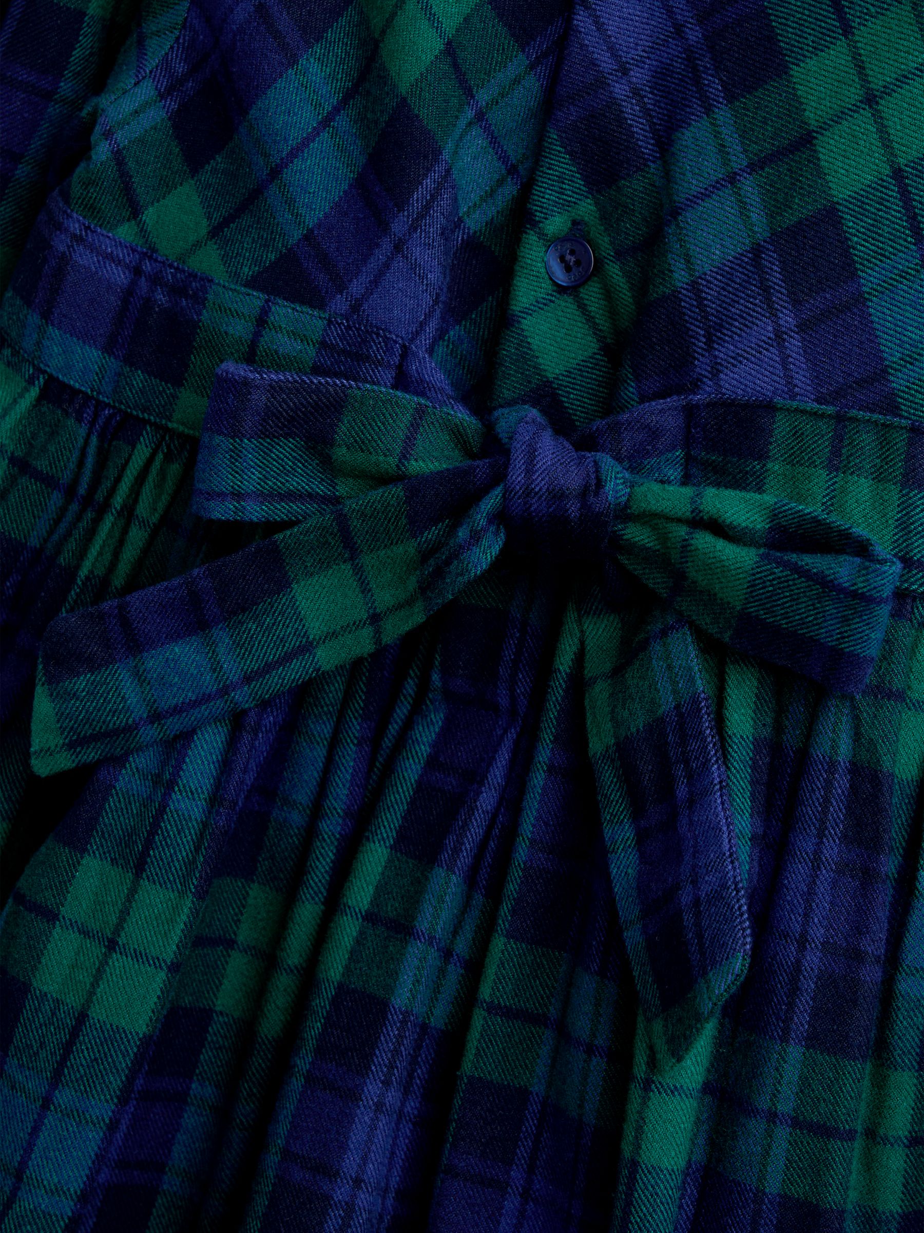 Navy Blue Tartan Velvet Collar Christmas Smocked Dress - Image 5 of 5
