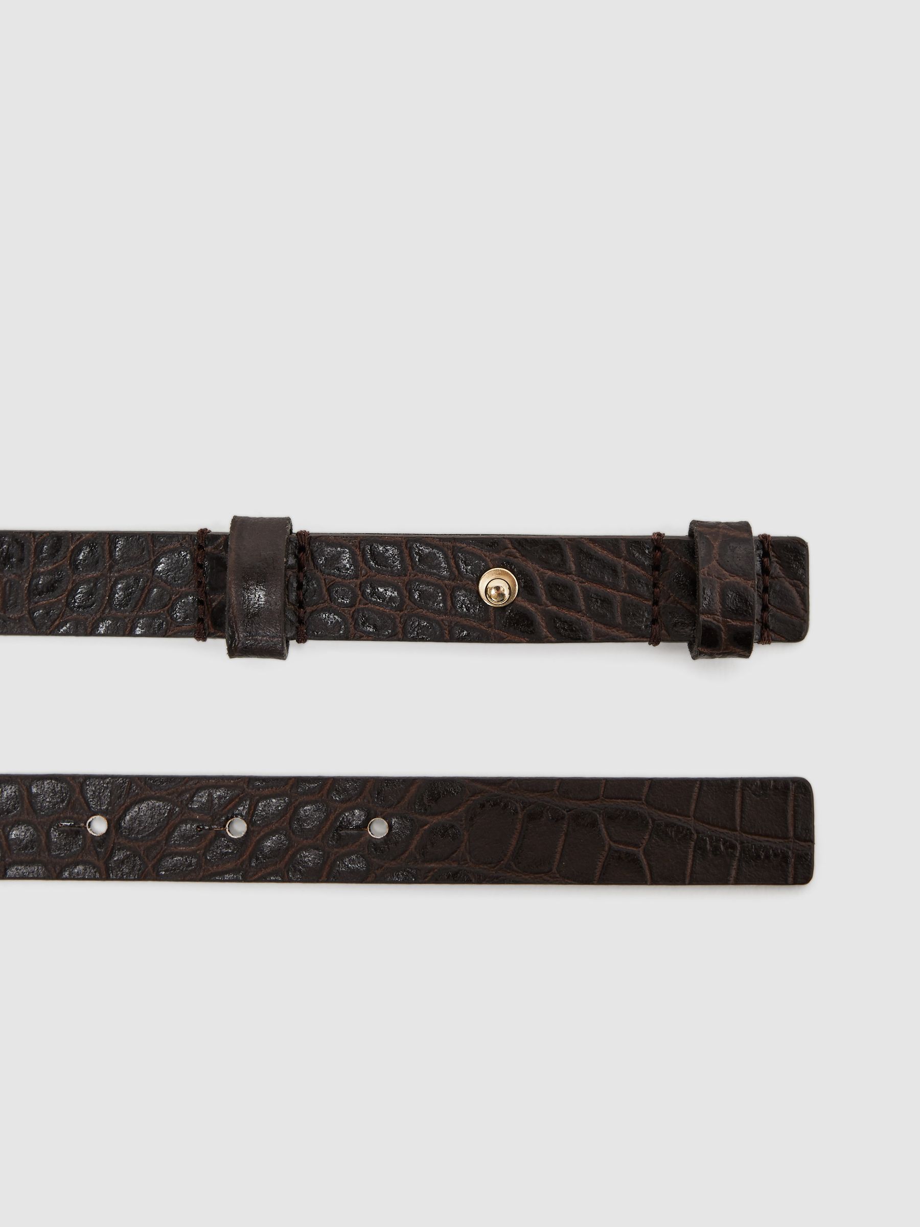 Leather Square Hinge Belt in Chocolate - Image 4 of 4