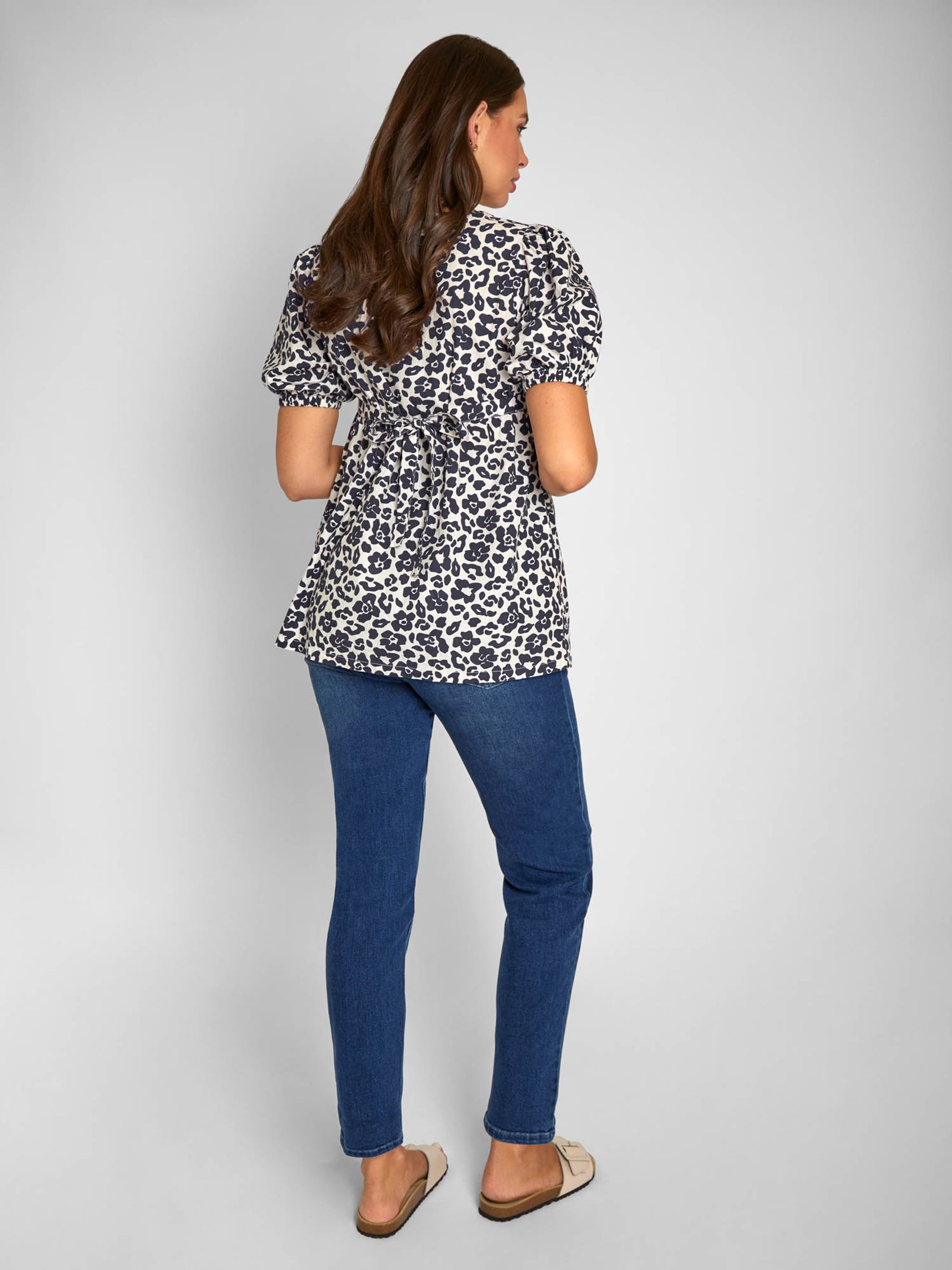 Blue Floral Animal Print Maternity Blouse - Image 3 of 6