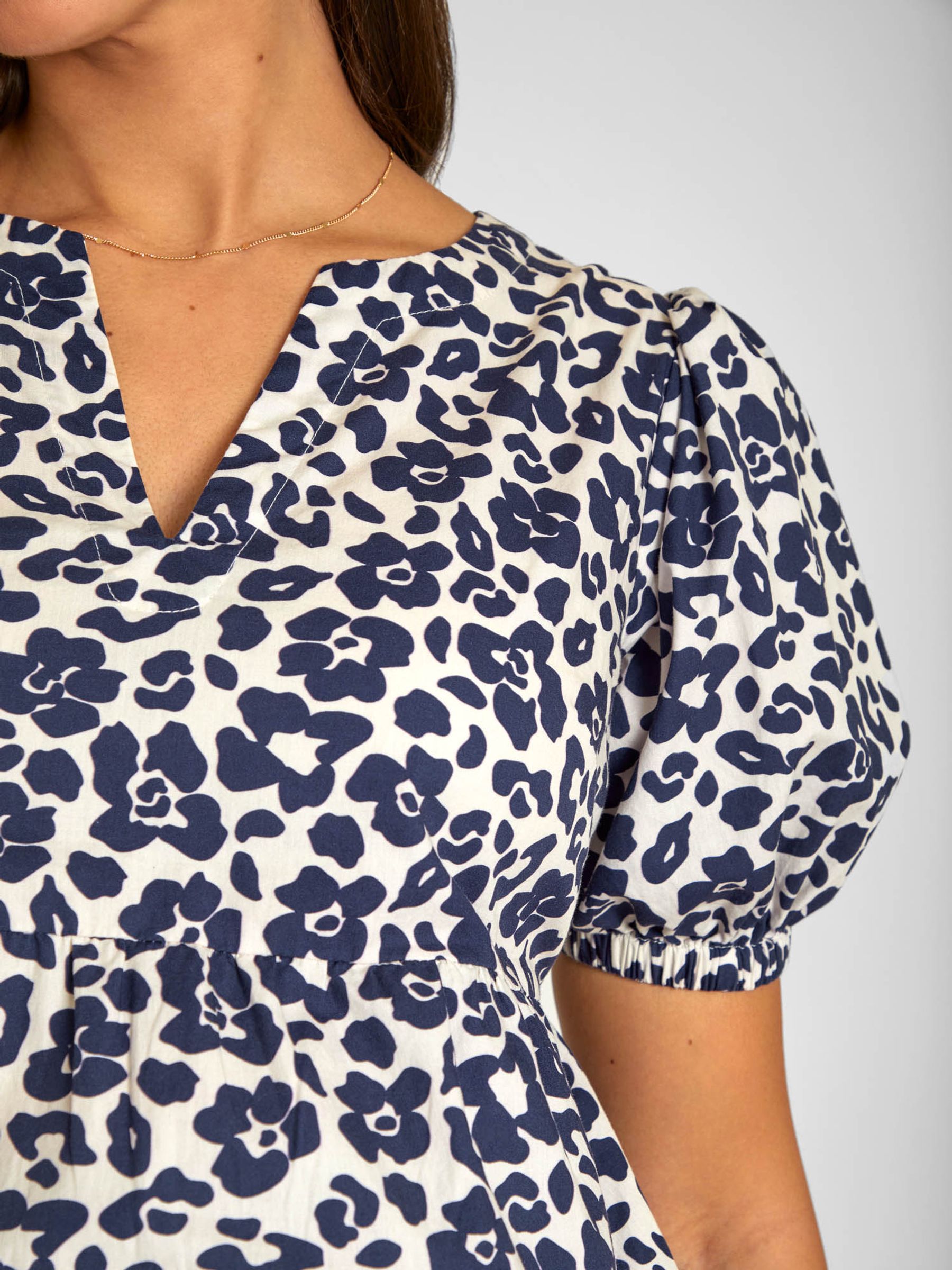 Blue Floral Animal Print Maternity Blouse - Image 4 of 6