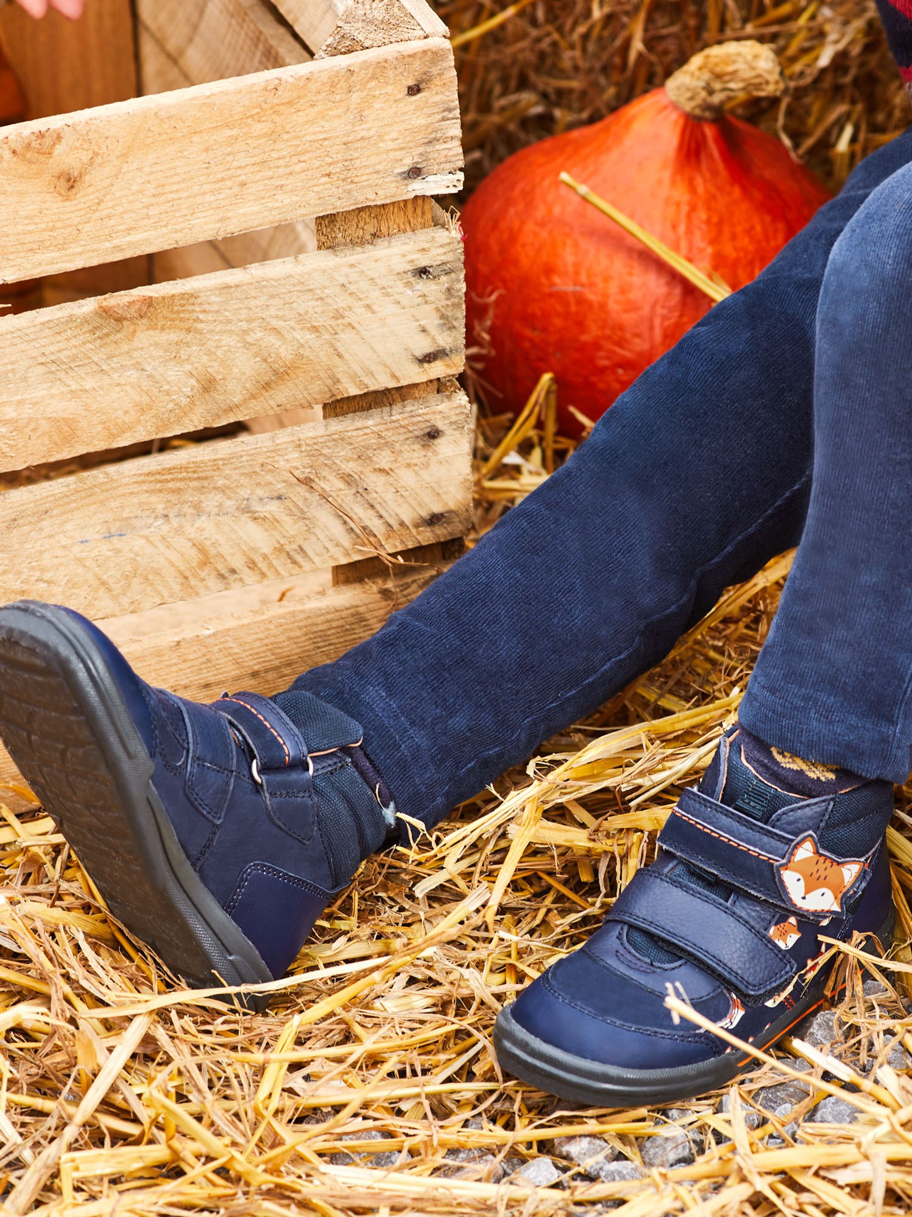Navy Start-Rite Fox Print Leather Boots - Image 2 of 7