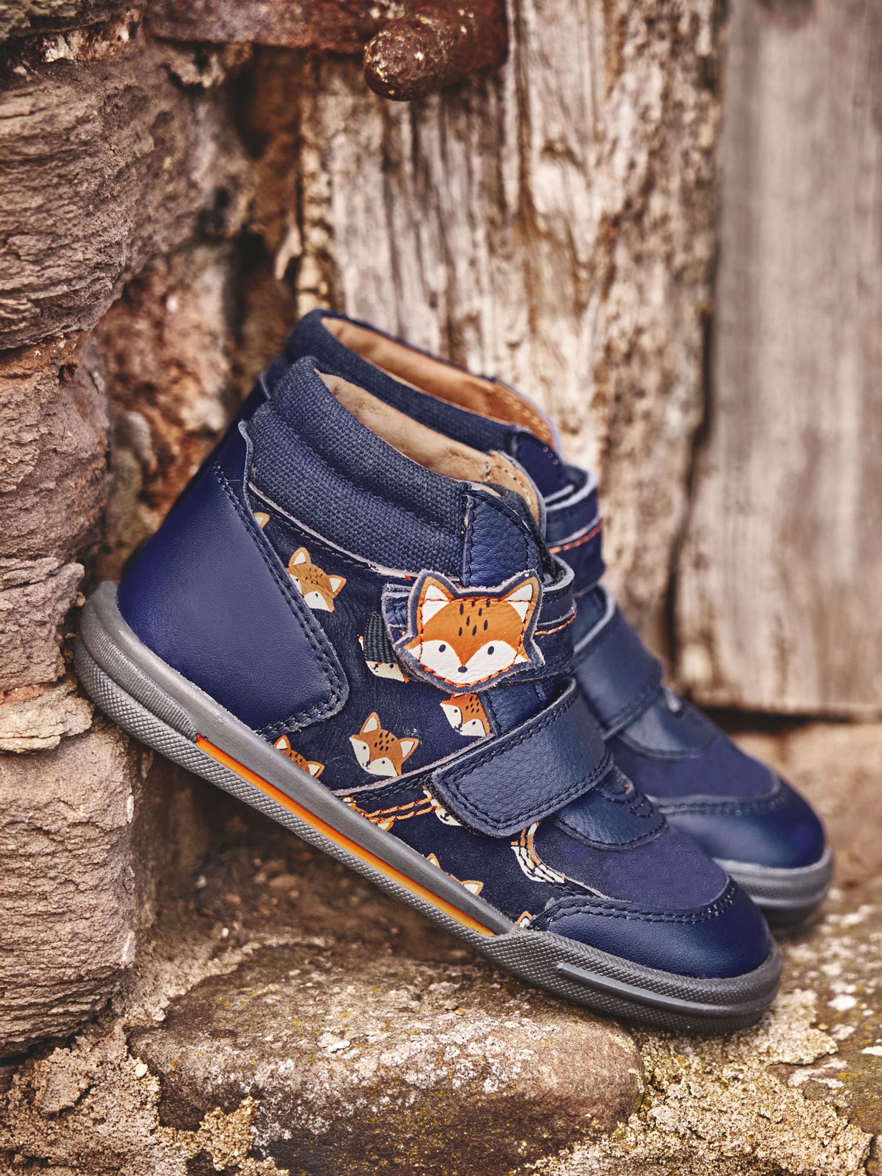 Navy Start-Rite Fox Print Leather Boots - Image 3 of 7