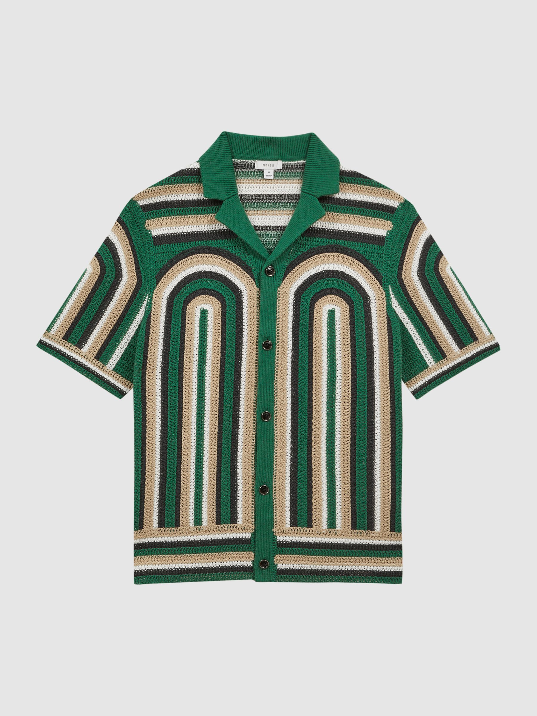 Crochet Cuban Collar Shirt in Bright Green - Image 2 of 4