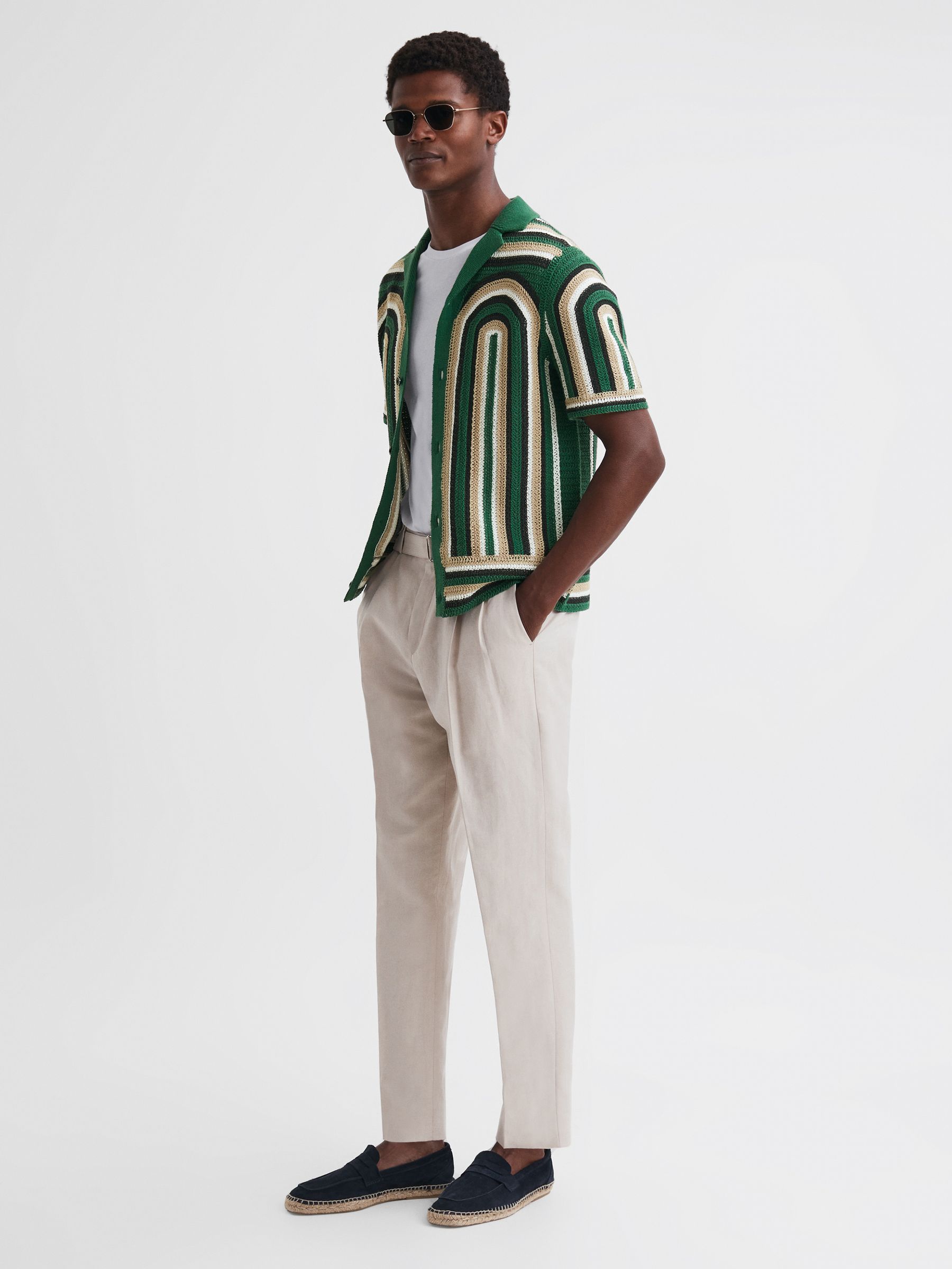 Crochet Cuban Collar Shirt in Bright Green - Image 3 of 4