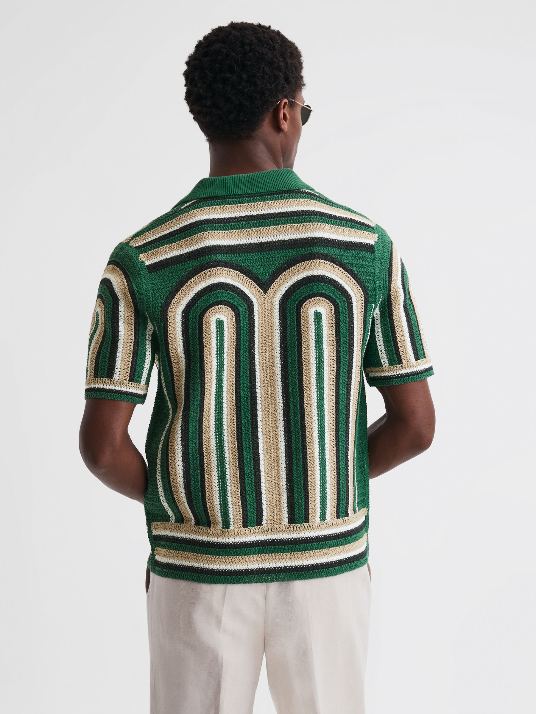 Crochet Cuban Collar Shirt in Bright Green - Image 4 of 4