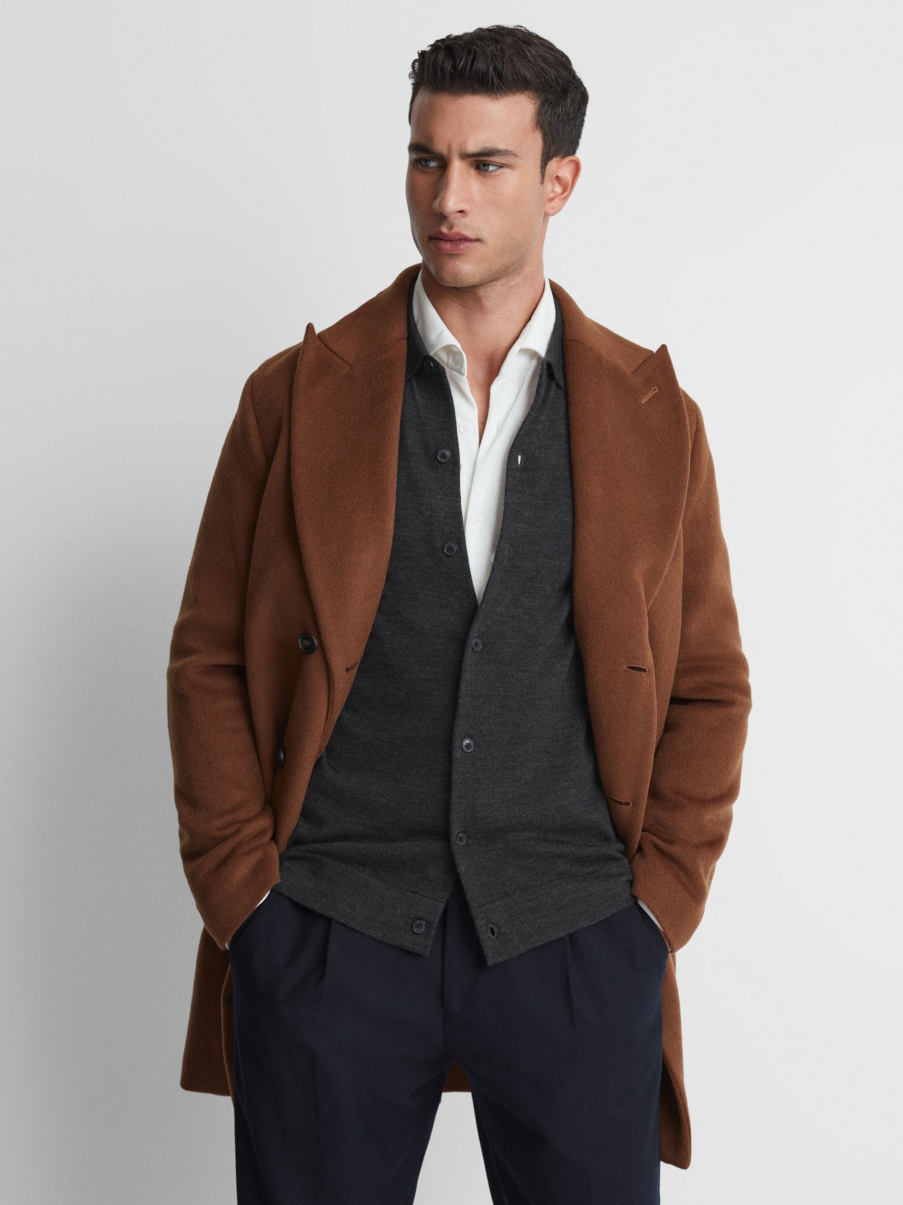 Merino Wool Button-Through Cardigan in Charcoal - Image 3 of 5