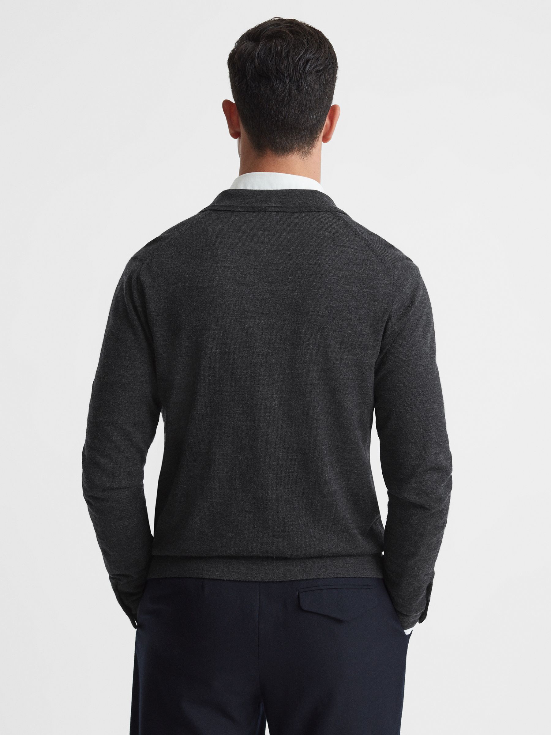 Merino Wool Button-Through Cardigan in Charcoal - Image 5 of 5