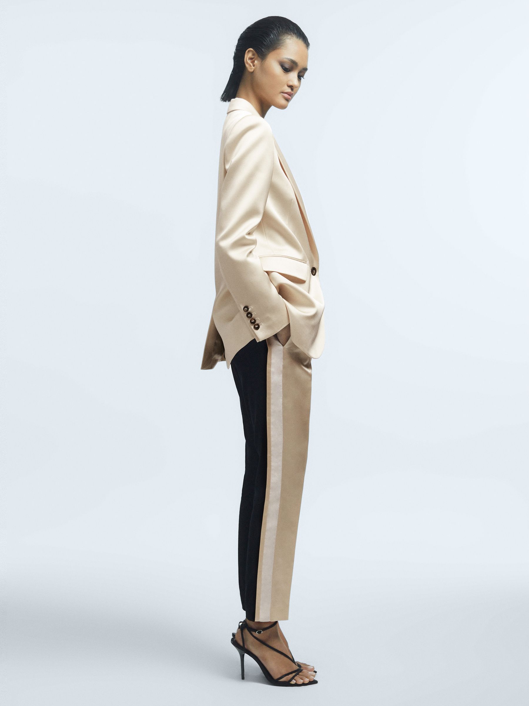 Satin Single Breasted Blazer in Cream - Image 4 of 7