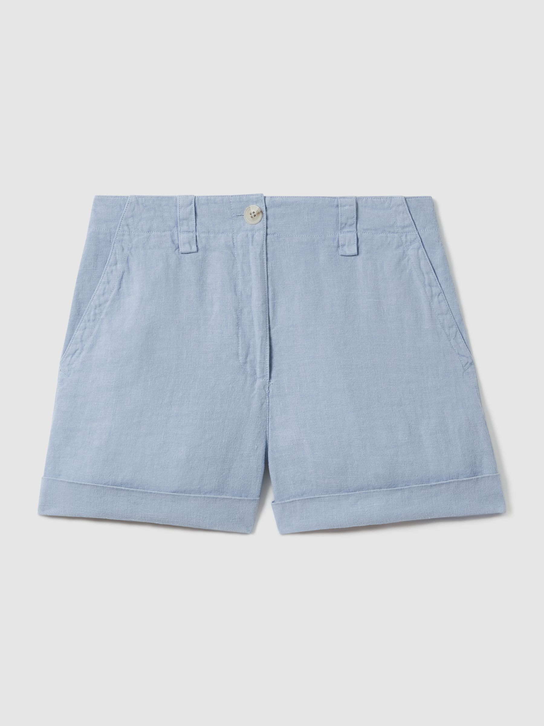 Linen Garment Dyed Shorts in Dusty Blue - Image 2 of 6