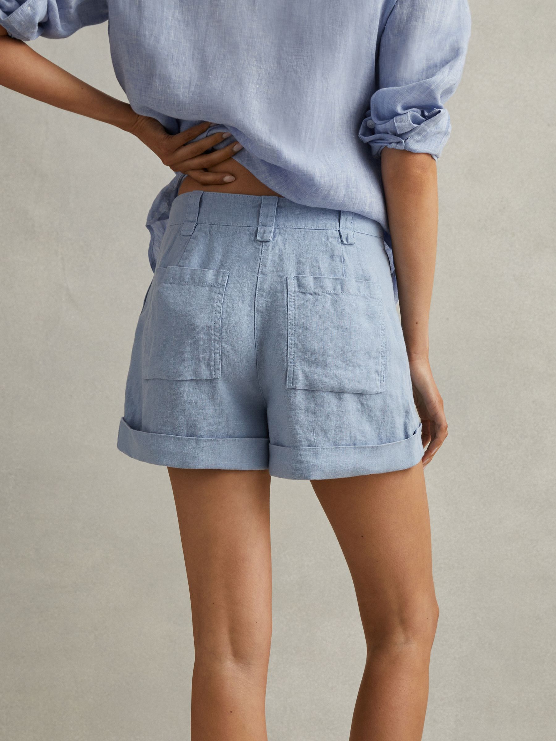Linen Garment Dyed Shorts in Dusty Blue - Image 5 of 6