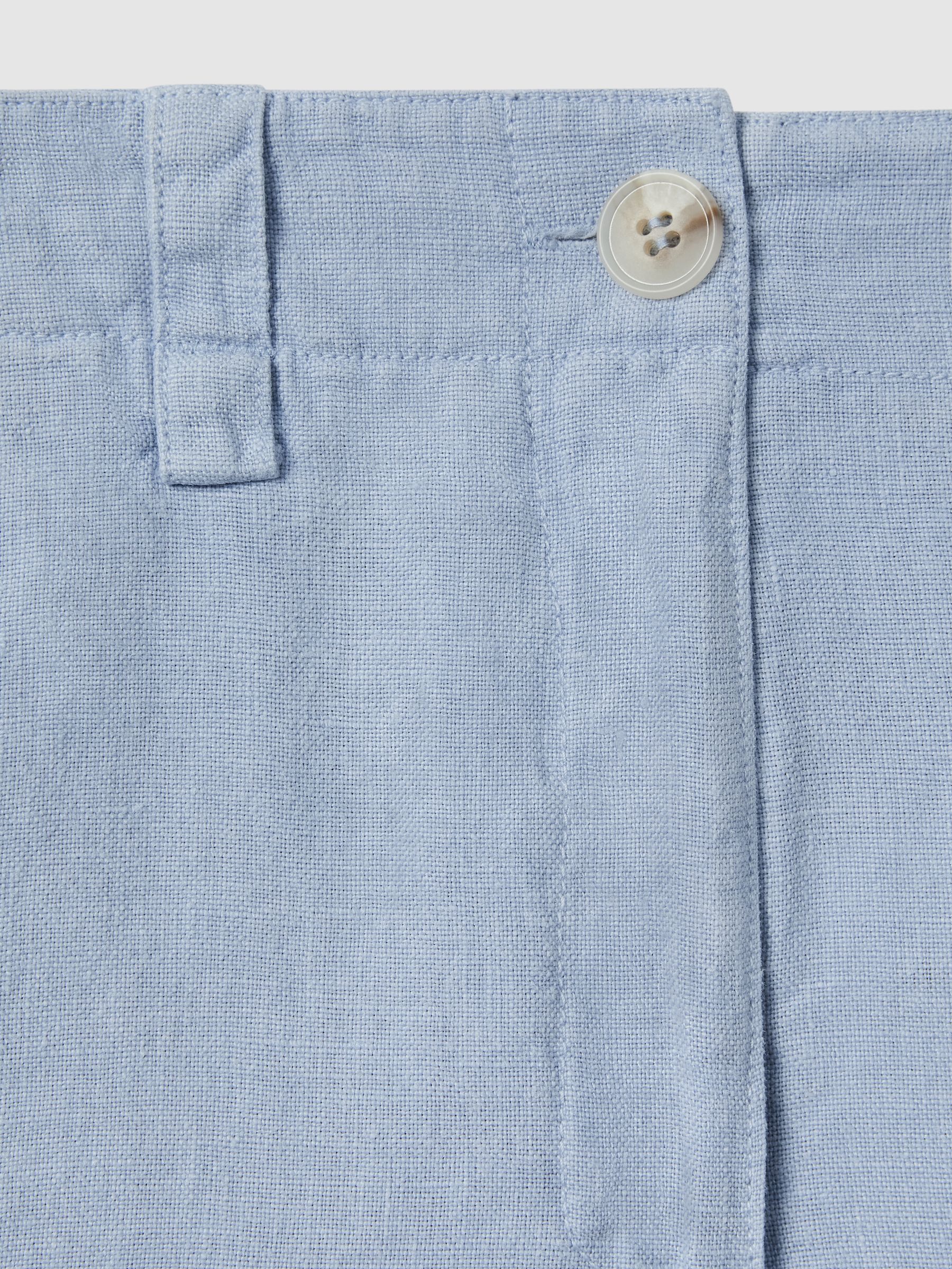 Linen Garment Dyed Shorts in Dusty Blue - Image 6 of 6