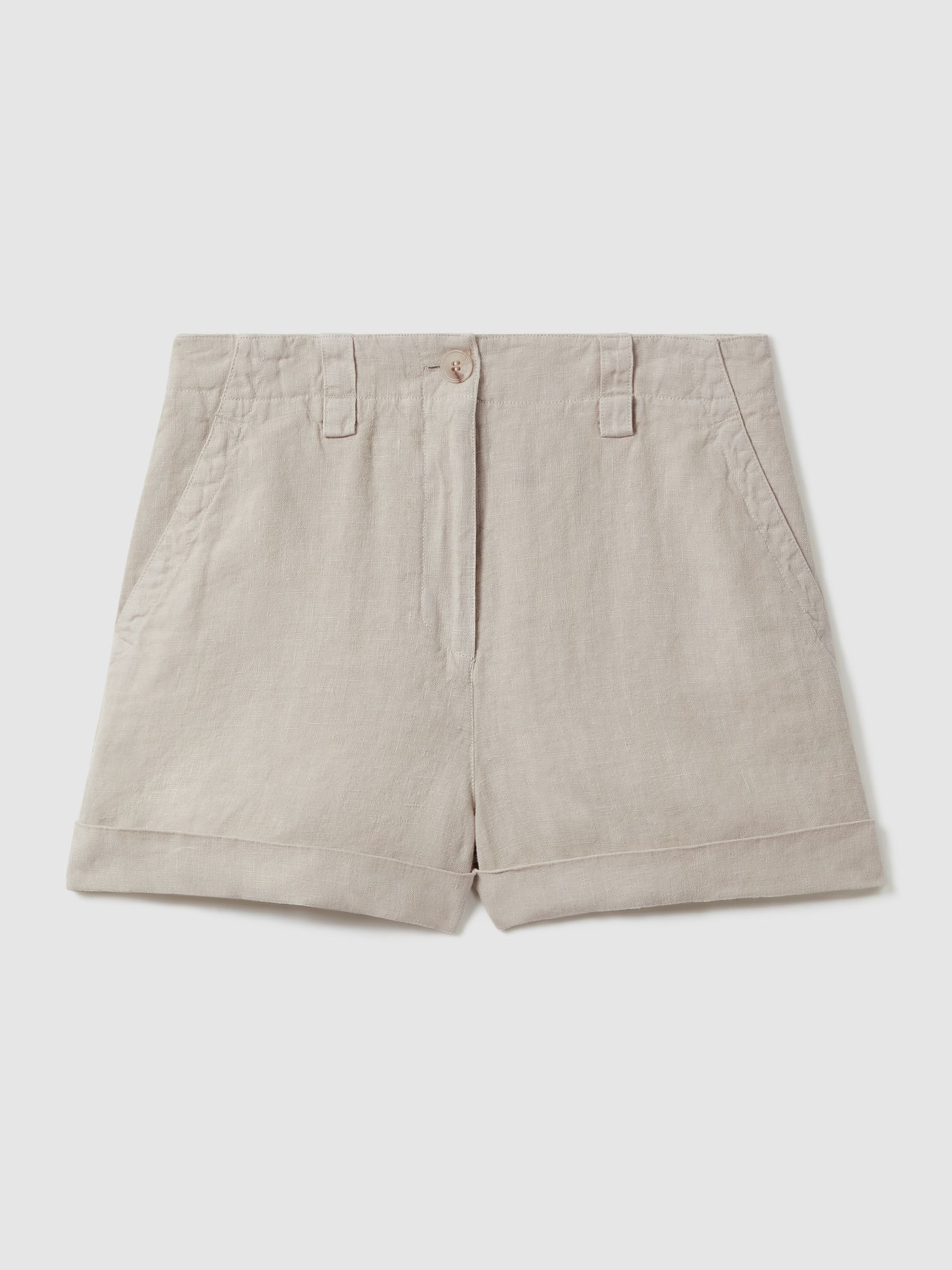 Demi Oatmeal 100% Linen Garment Dyed Shorts - Image 2 of 5