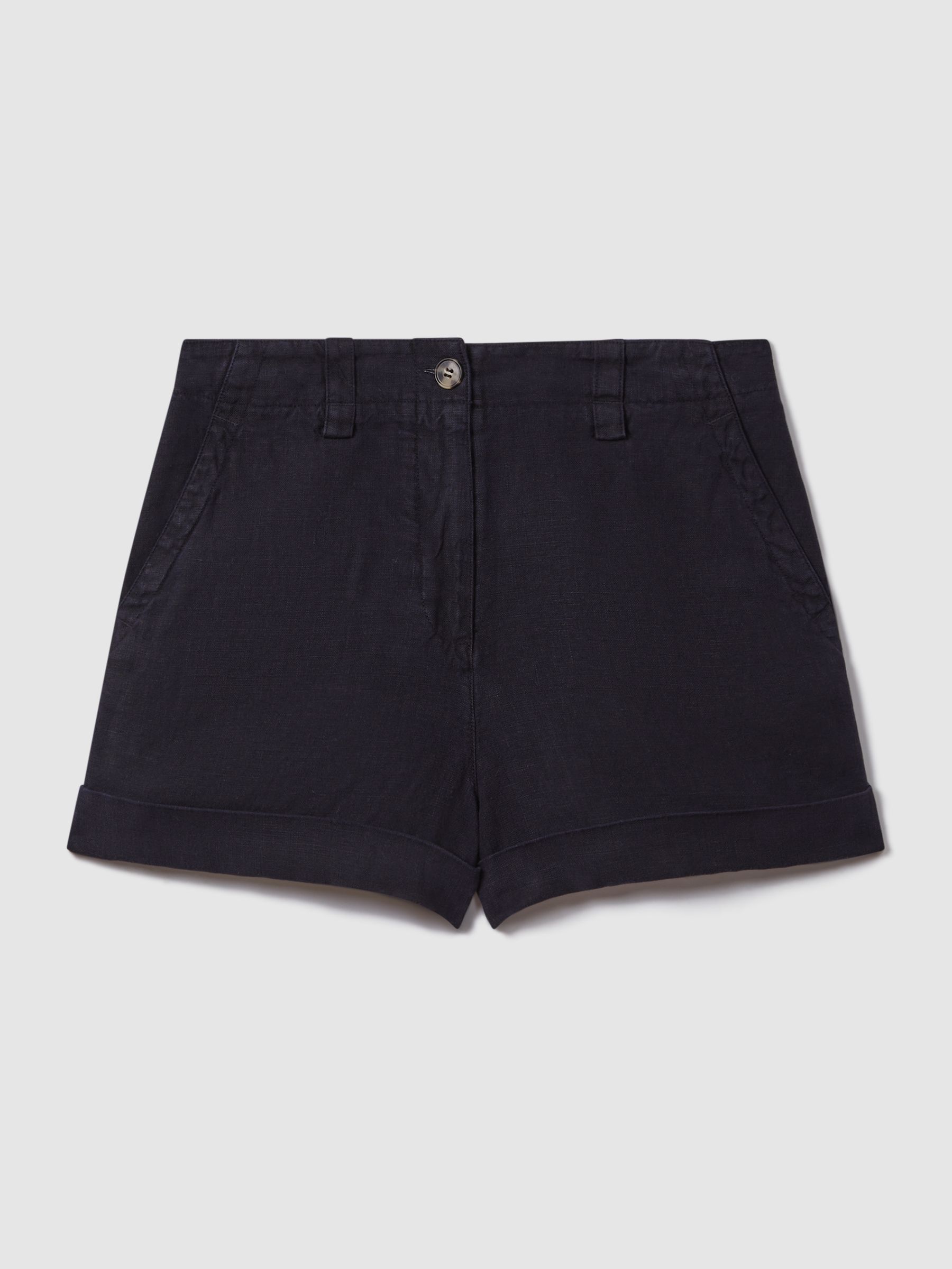 Demi Navy 100% linnen Kledingstuk Geverfd Korte Broek - Afbeelding 2 van 6