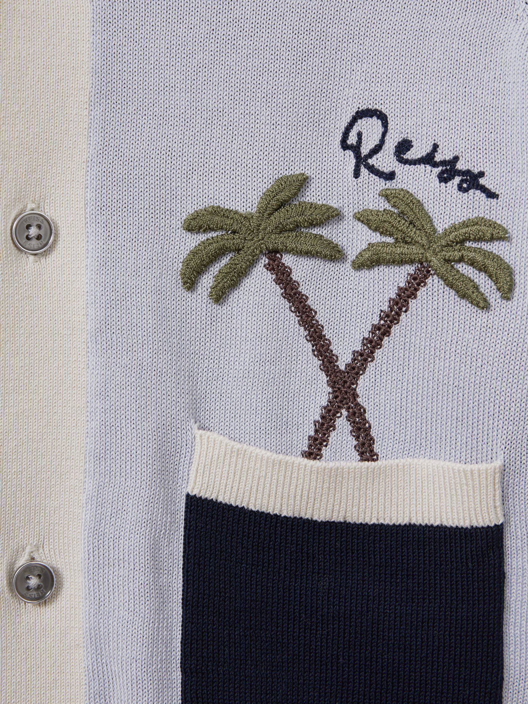 9-13 yrs Knitted Colourblock Cuban Collar Shirt in Blue Multi - Image 4 of 4