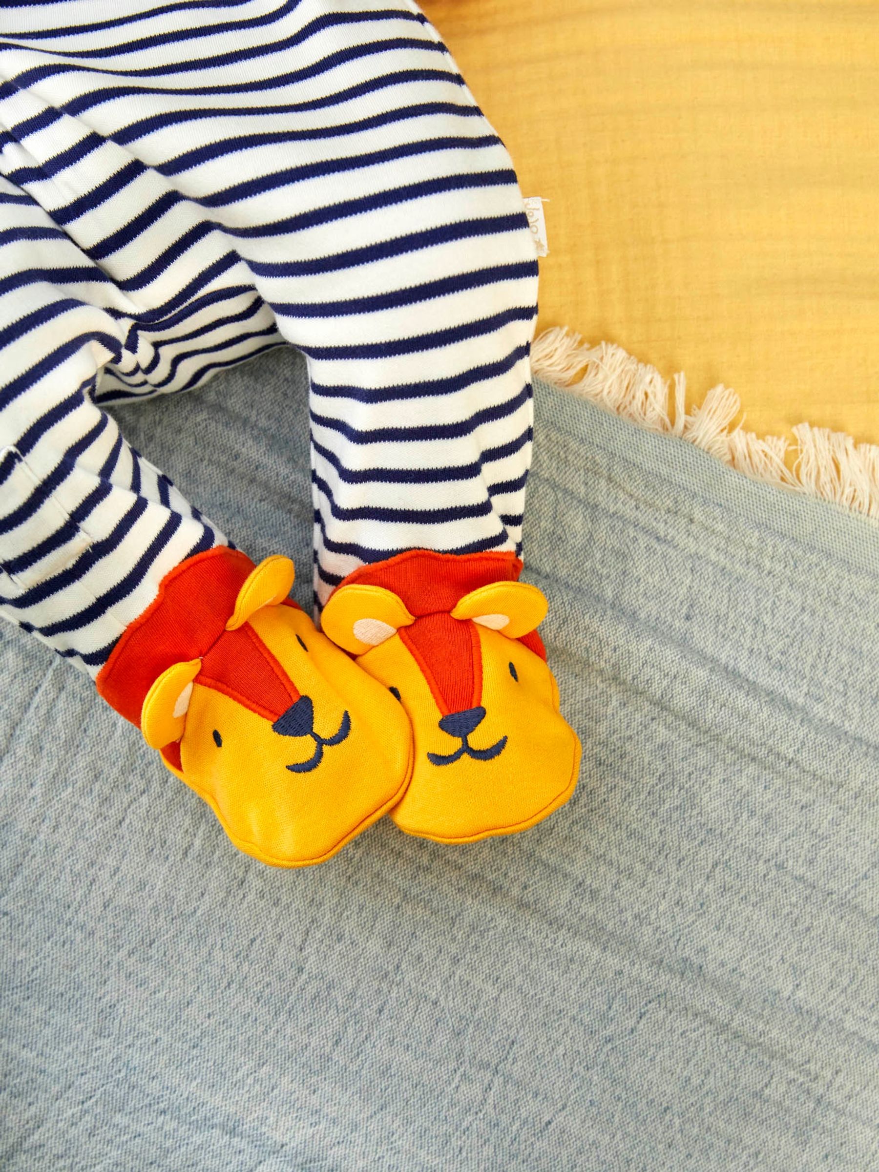 Cream Lion Appliqué Zip Cotton Baby Sleepsuit - Image 3 of 6
