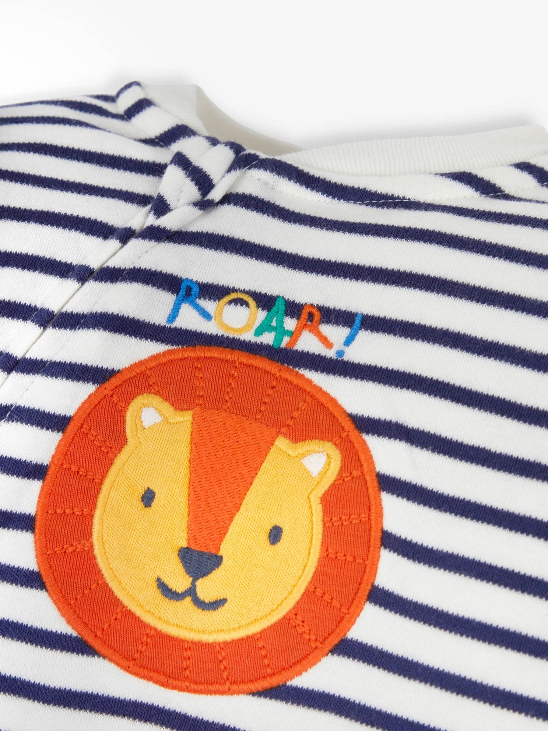 Cream Lion Appliqué Zip Cotton Baby Sleepsuit - Image 5 of 6