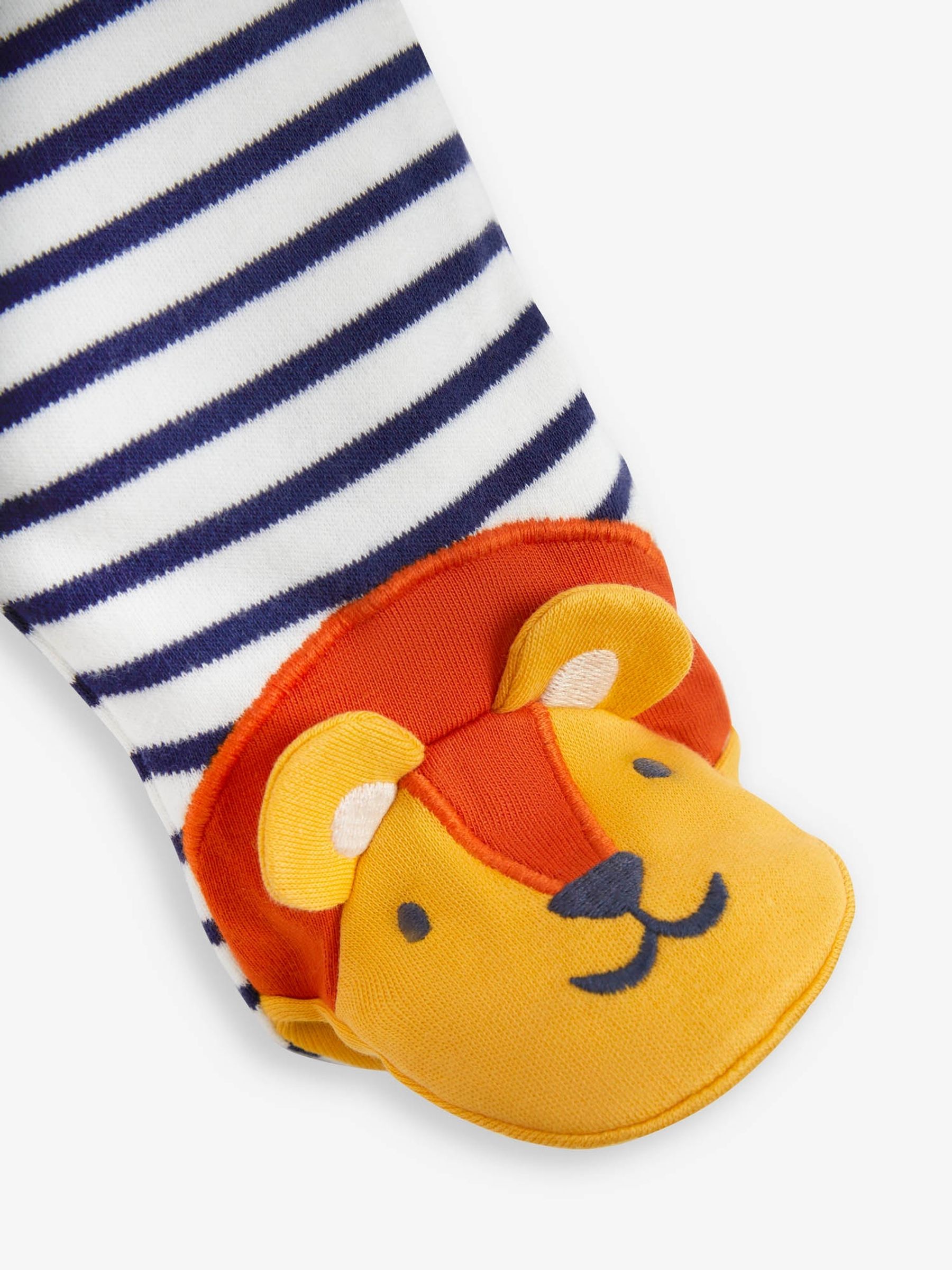 Cream Lion Appliqué Zip Cotton Baby Sleepsuit - Image 6 of 6