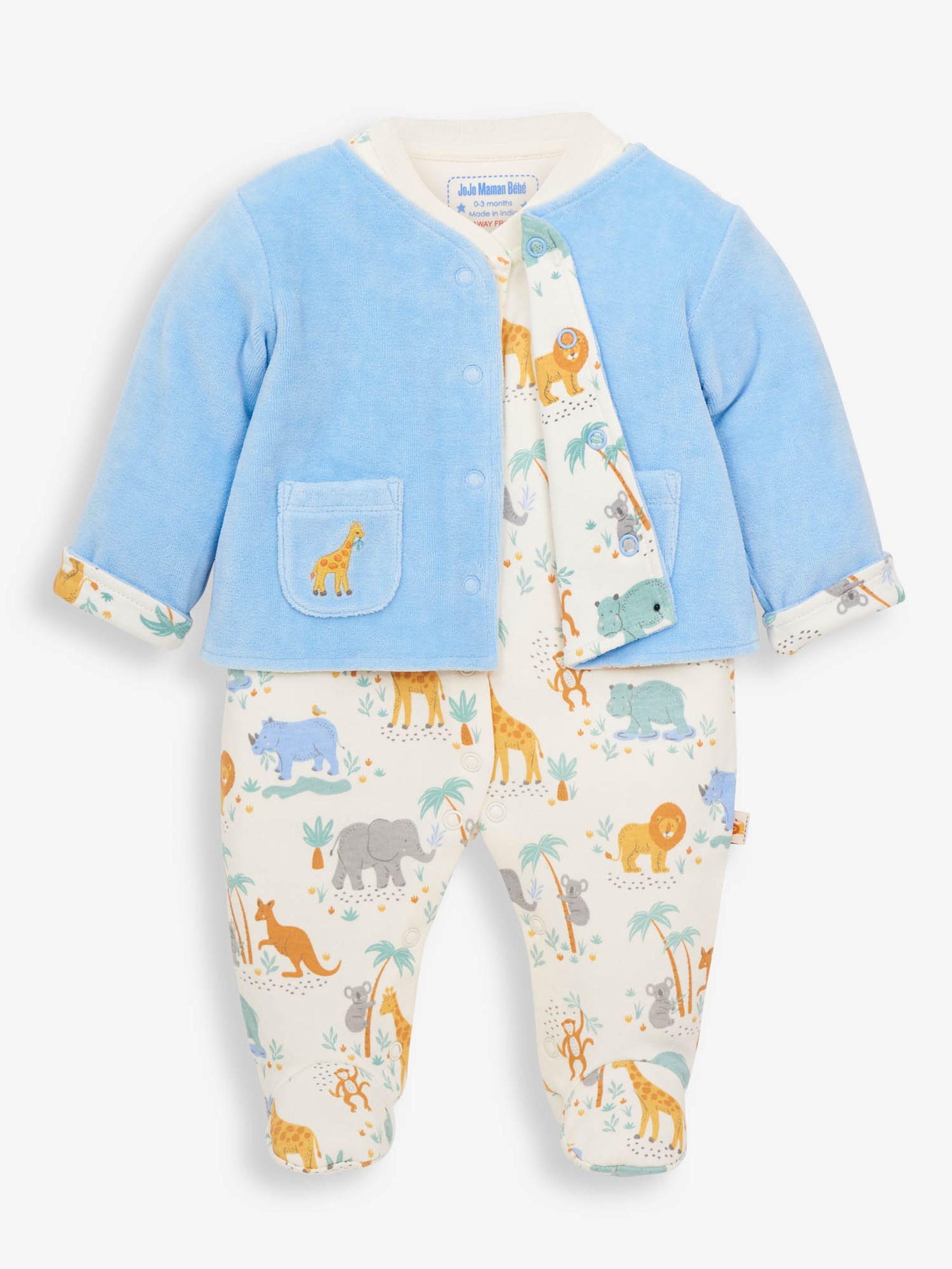 Blue 2-Piece Blue Safari Baby Sleepsuit & Jacket Set - Image 1 of 5