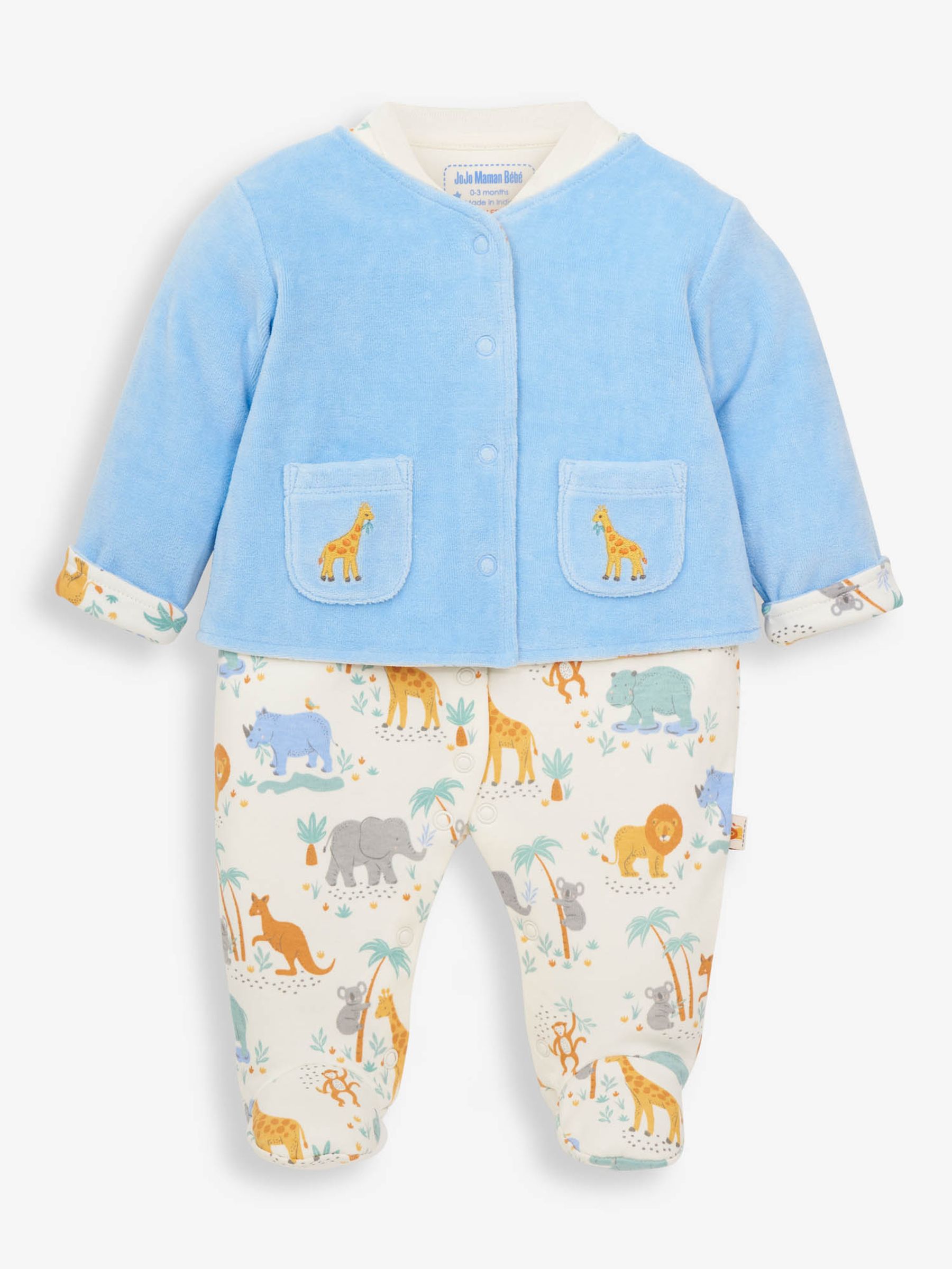 Blue 2-Piece Blue Safari Baby Sleepsuit & Jacket Set - Image 2 of 5