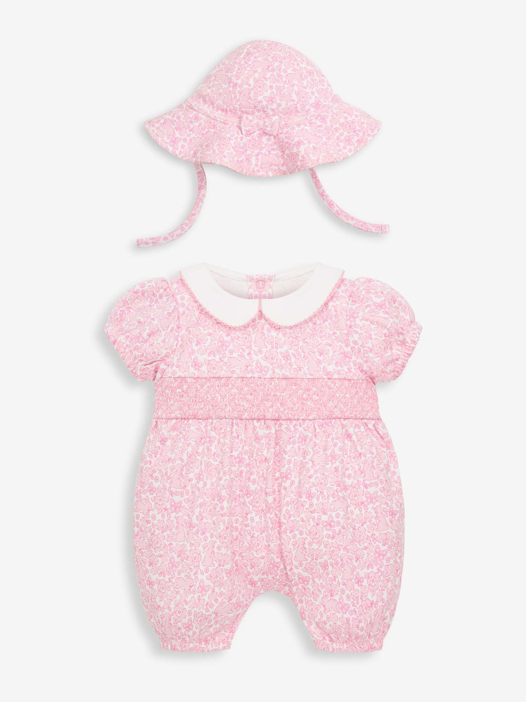 Pink Bunny Jersey Romper and Hat Set - Image 2 of 5