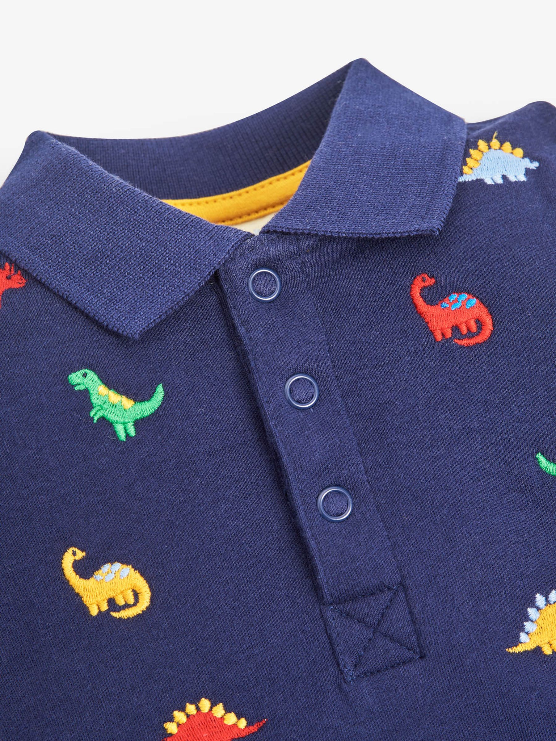Navy Navy Dinosaur Embroidered Polo Shirt Baby Bodysuit - Image 2 of 2
