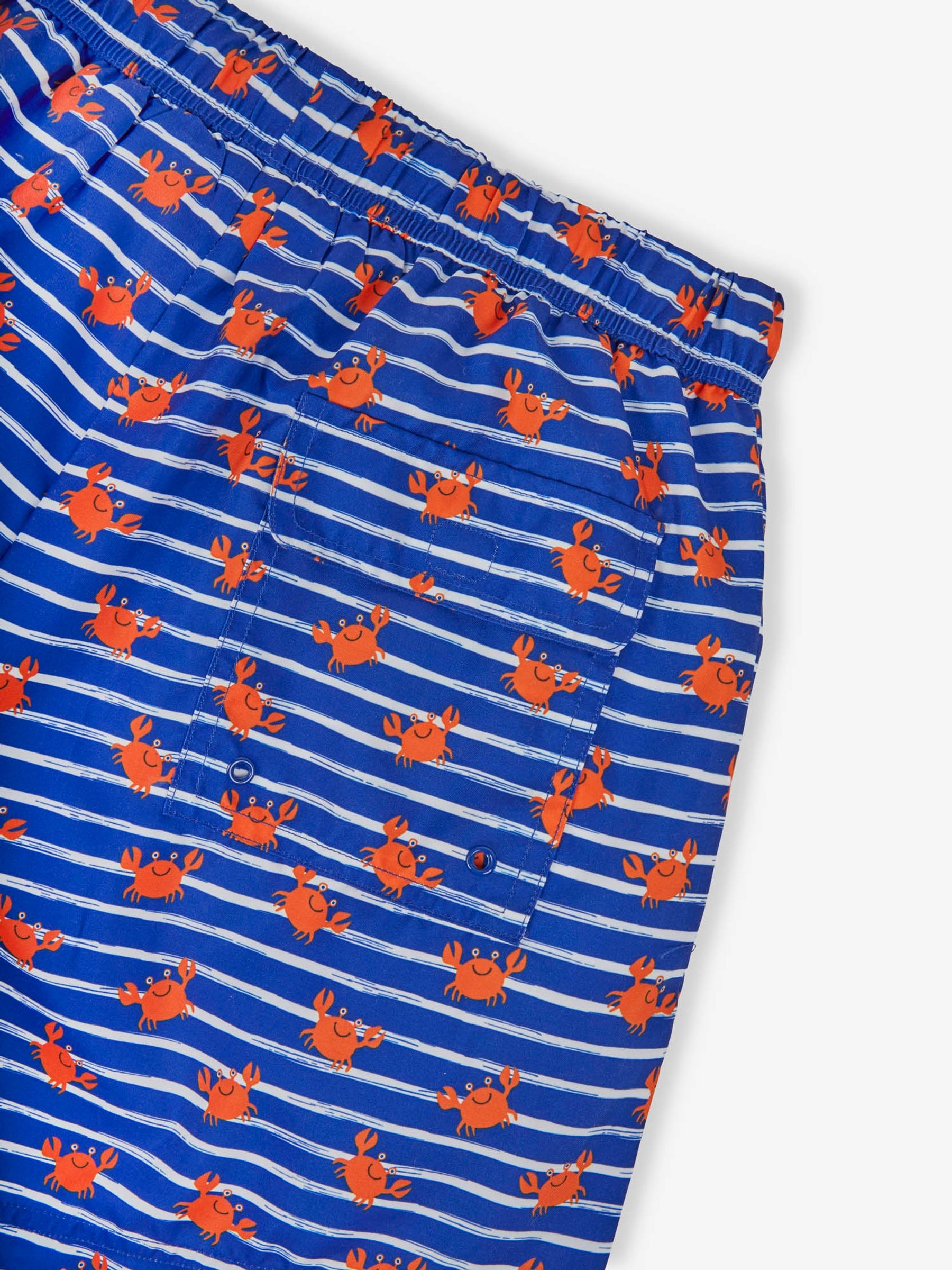 Blue Stripe & Orange Crab Print Men's Print Swim Shorts - Image 2 of 4