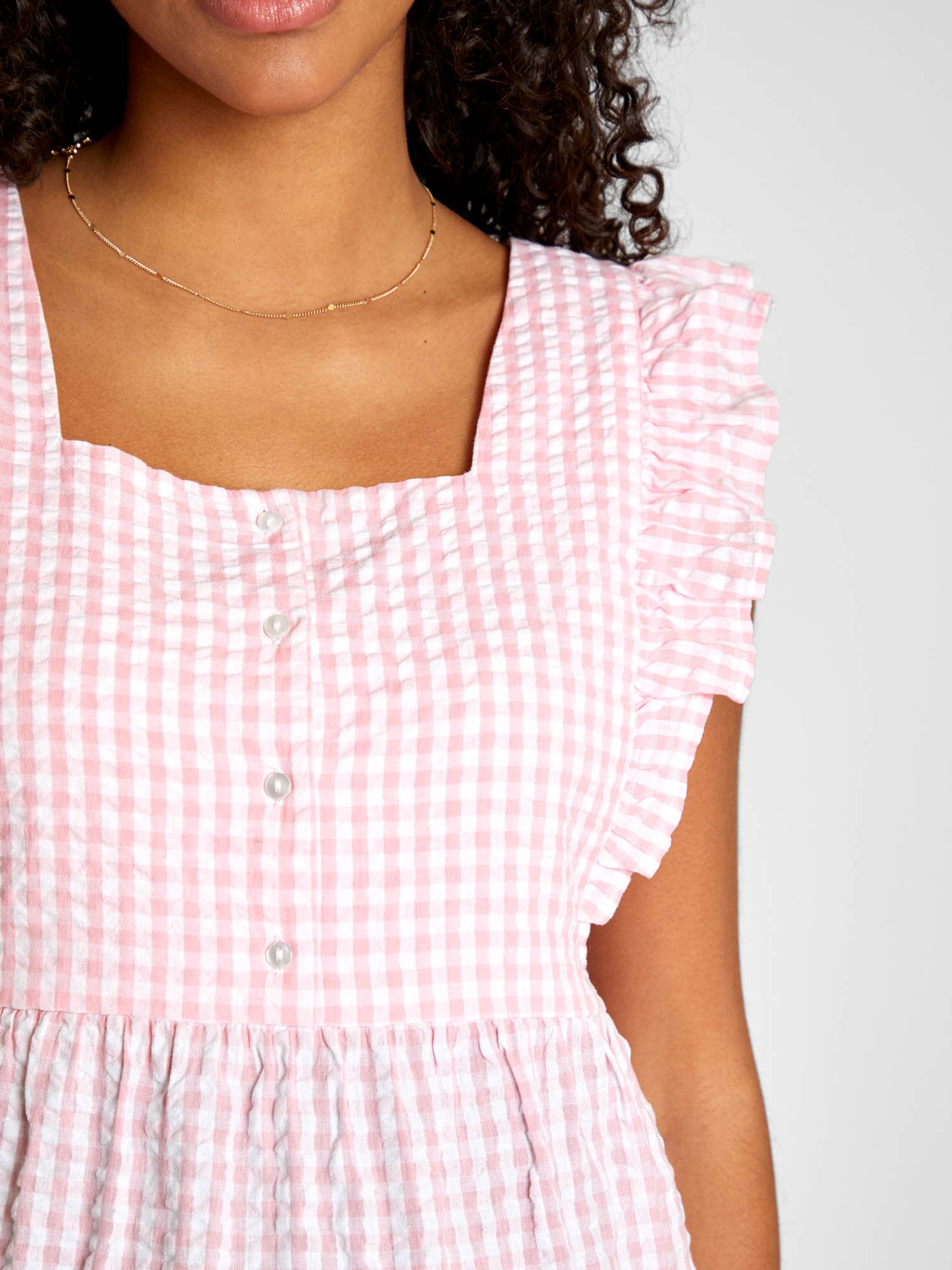 Pink Gingham Frill Sleeve Maternity Top - Image 4 of 7