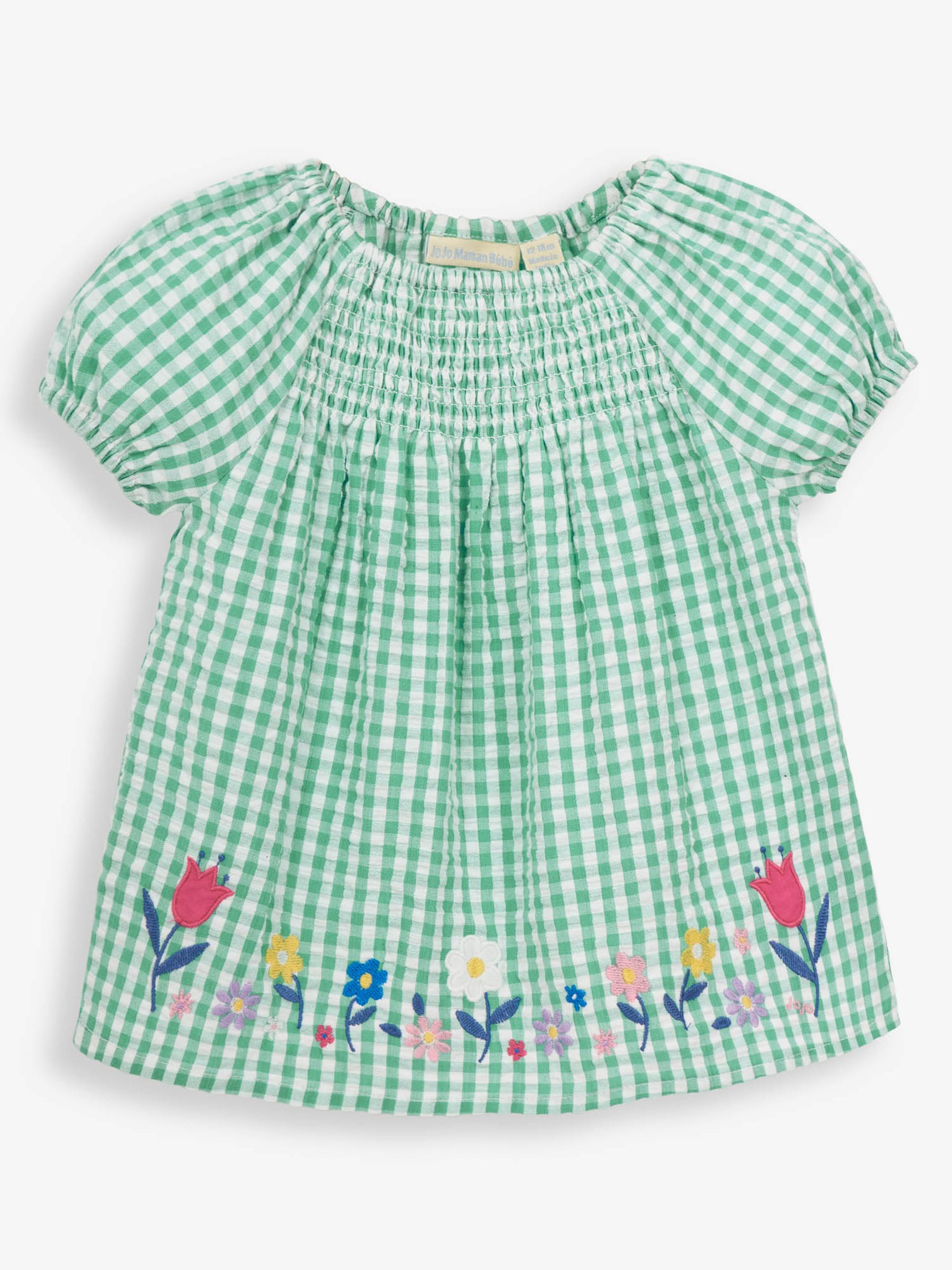 Green Floral Gingham Smocked Top - Image 1 of 2