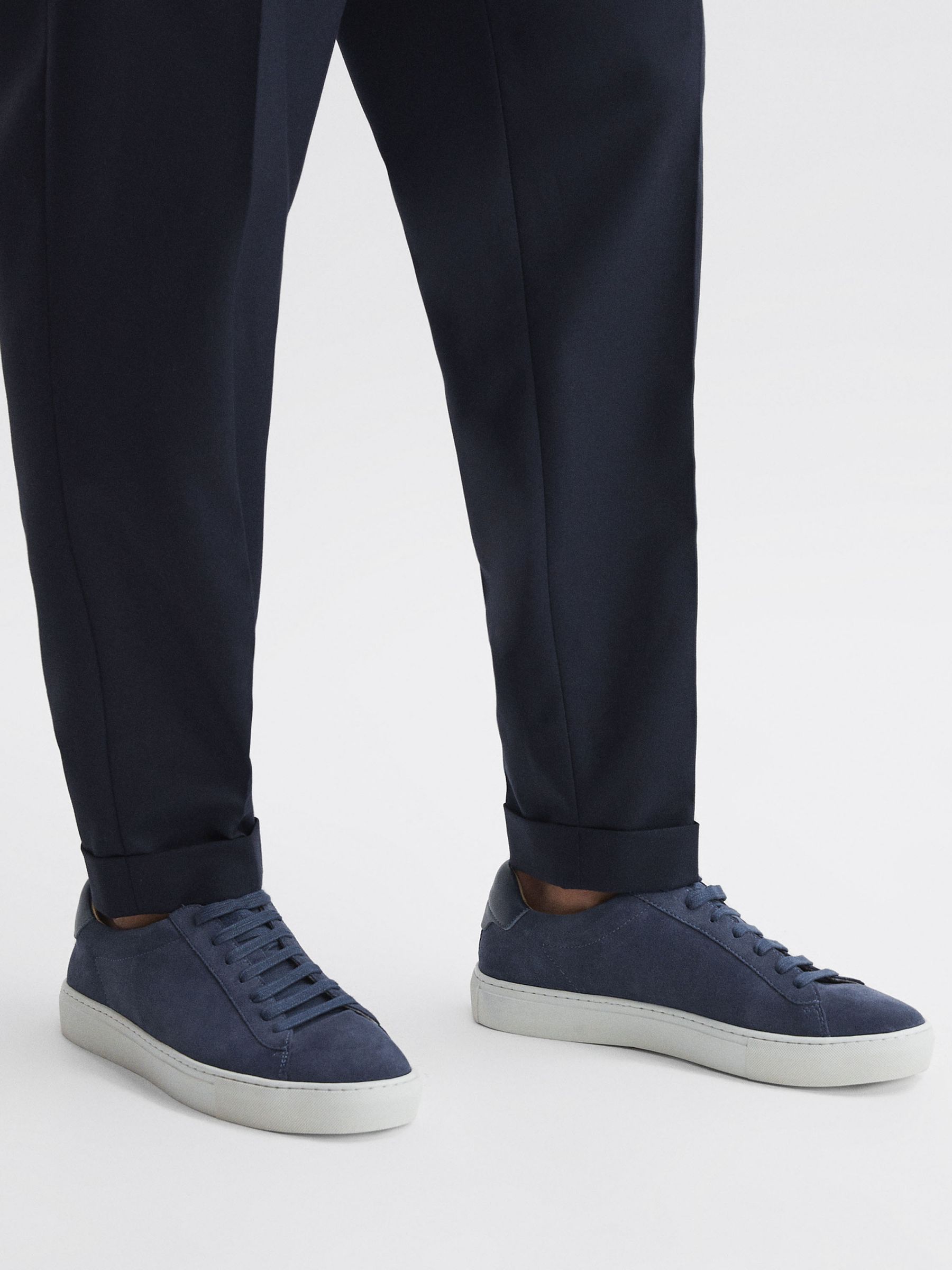 Suede Trainers in Airforce Blue - Image 2 of 6