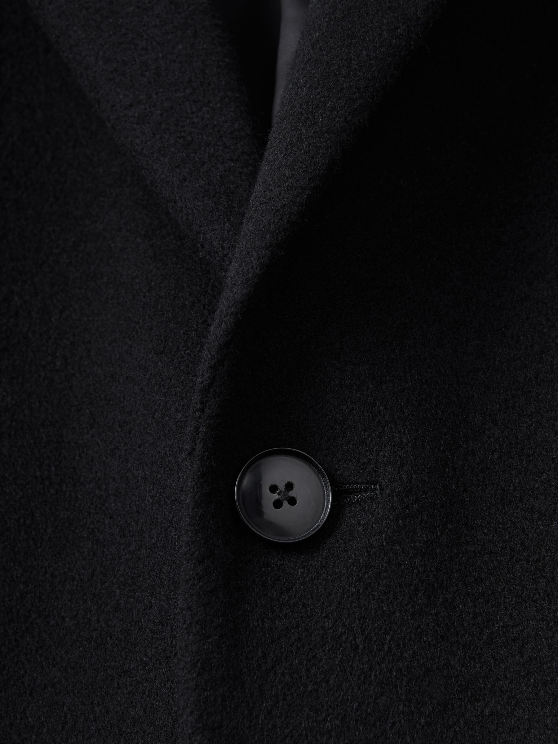 Wool Blend Single Breasted Epsom Overcoat in Black - Image 8 of 8