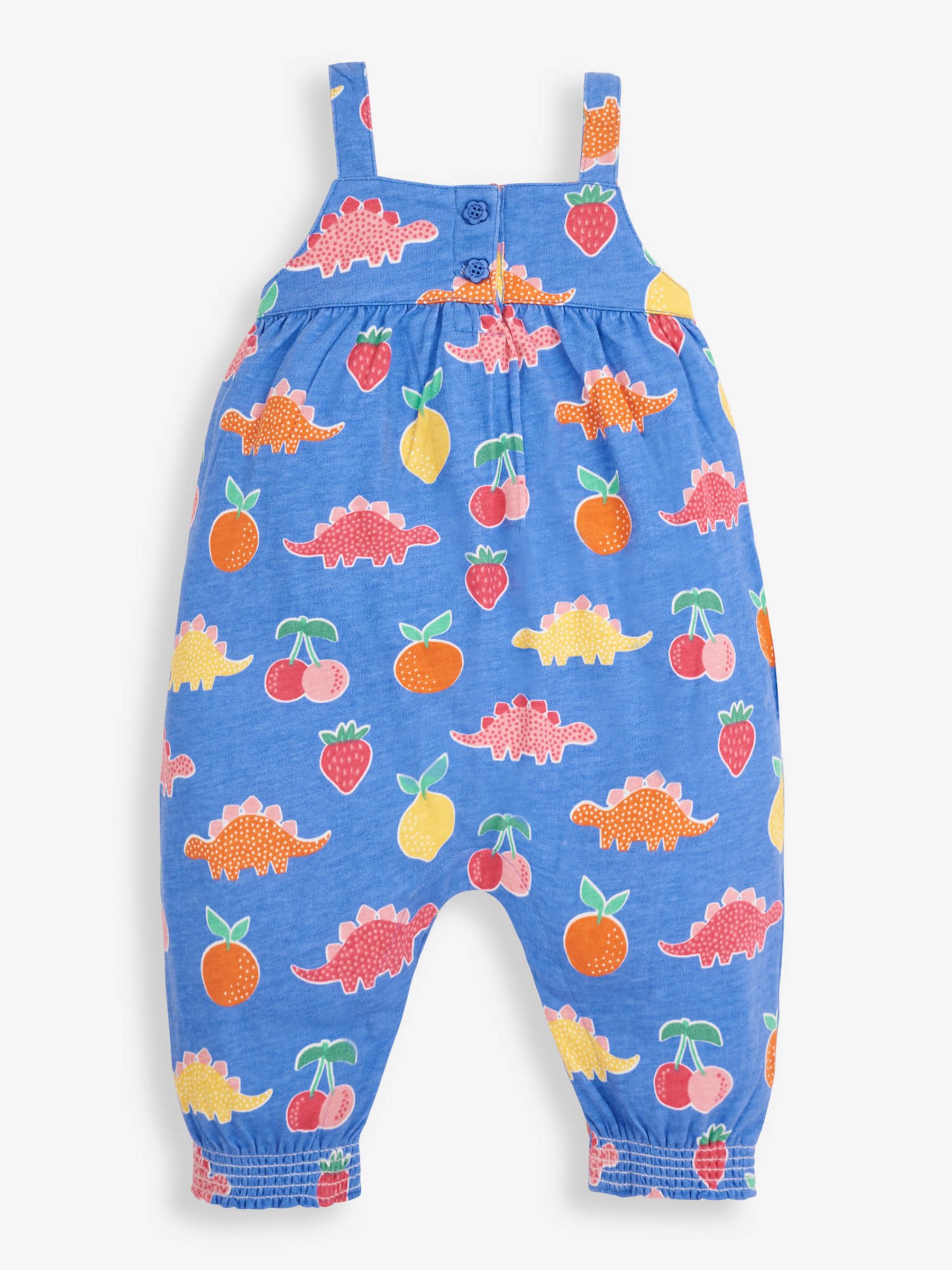 Blue Girls' Dinosaur & Fruit Print Jumpsuit - Image 1 of 2