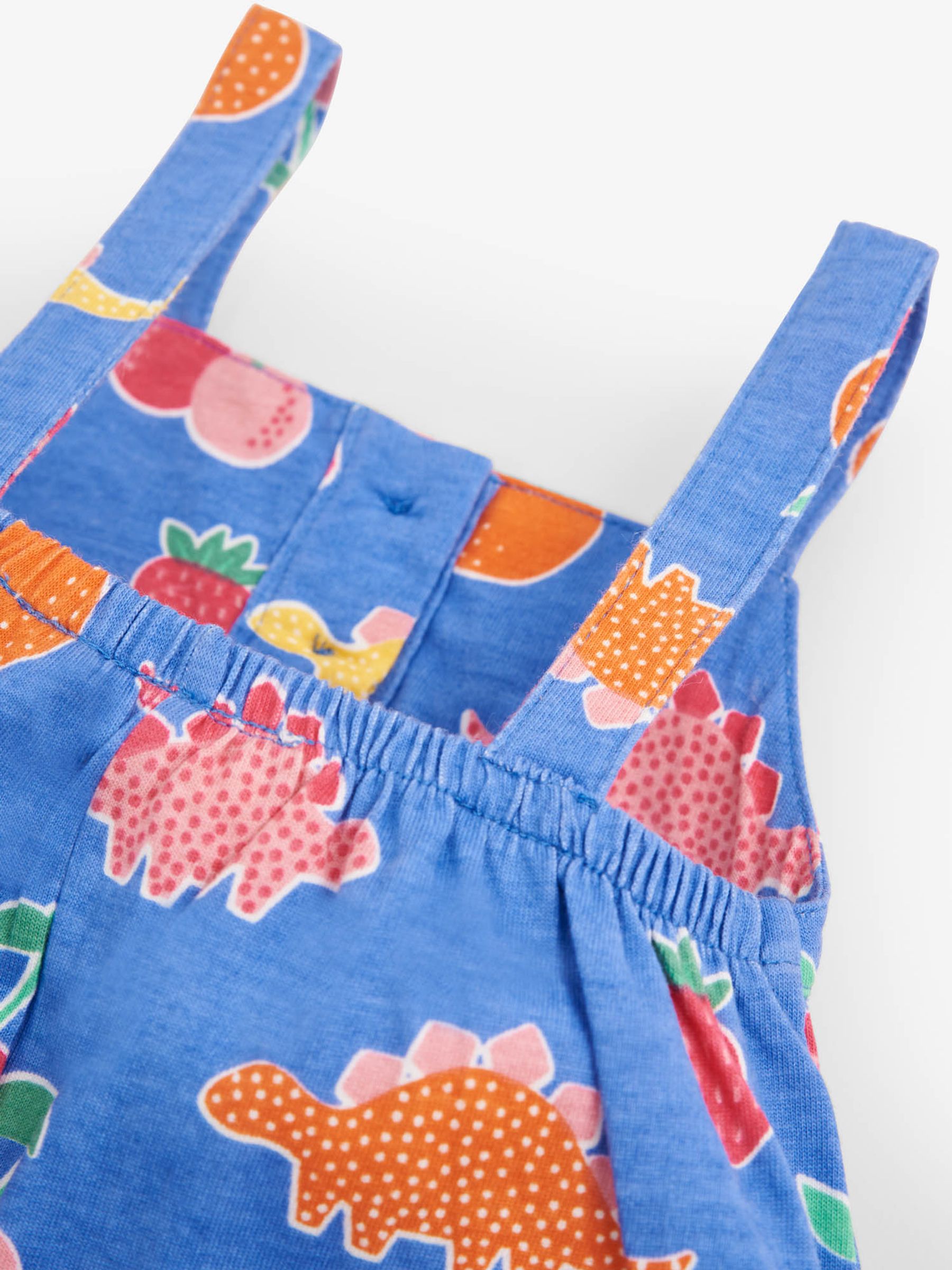 Blue Girls' Dinosaur & Fruit Print Jumpsuit - Image 2 of 2