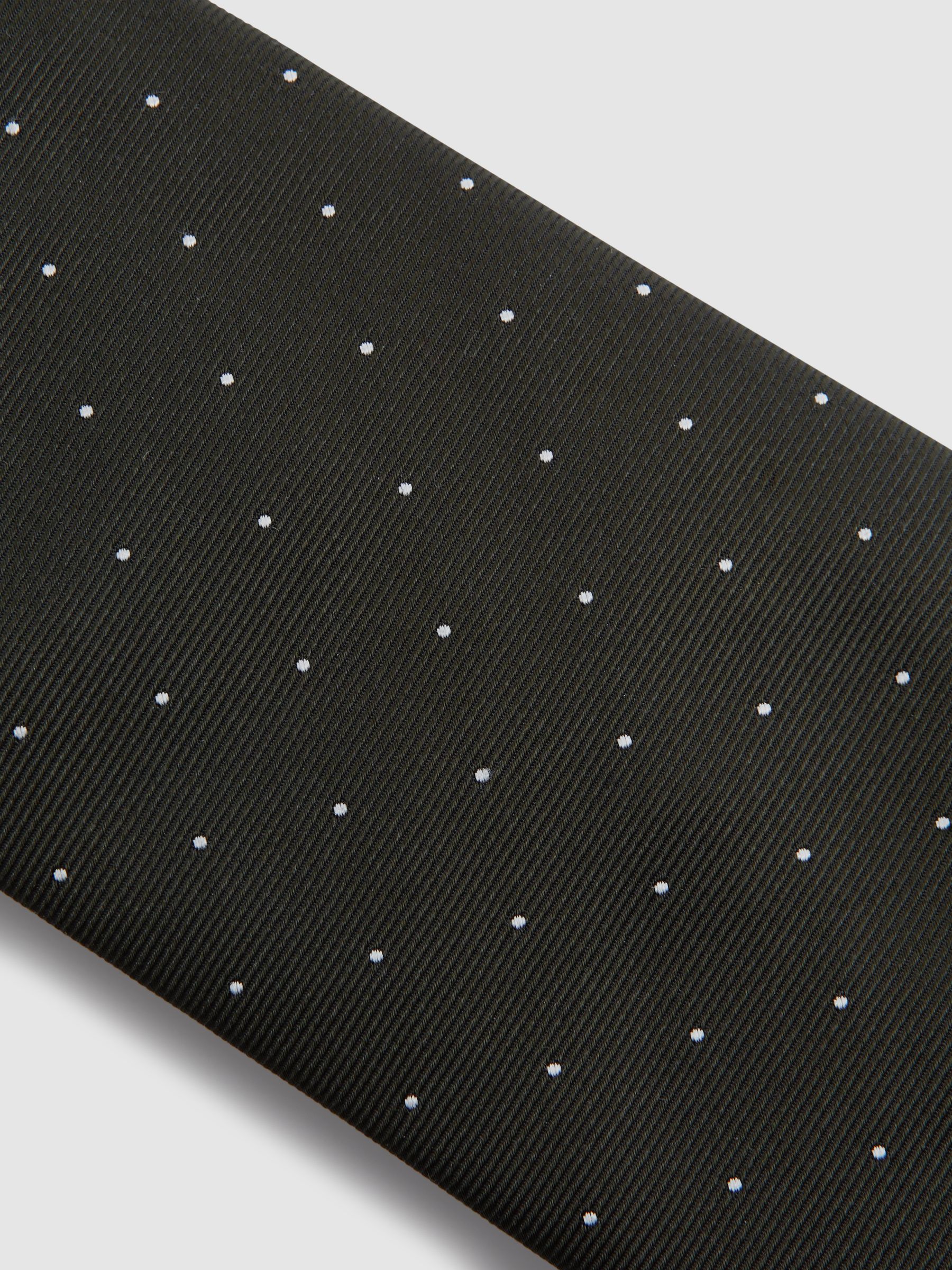 Polka Dot Silk Tie in Dark Green - Image 5 of 5