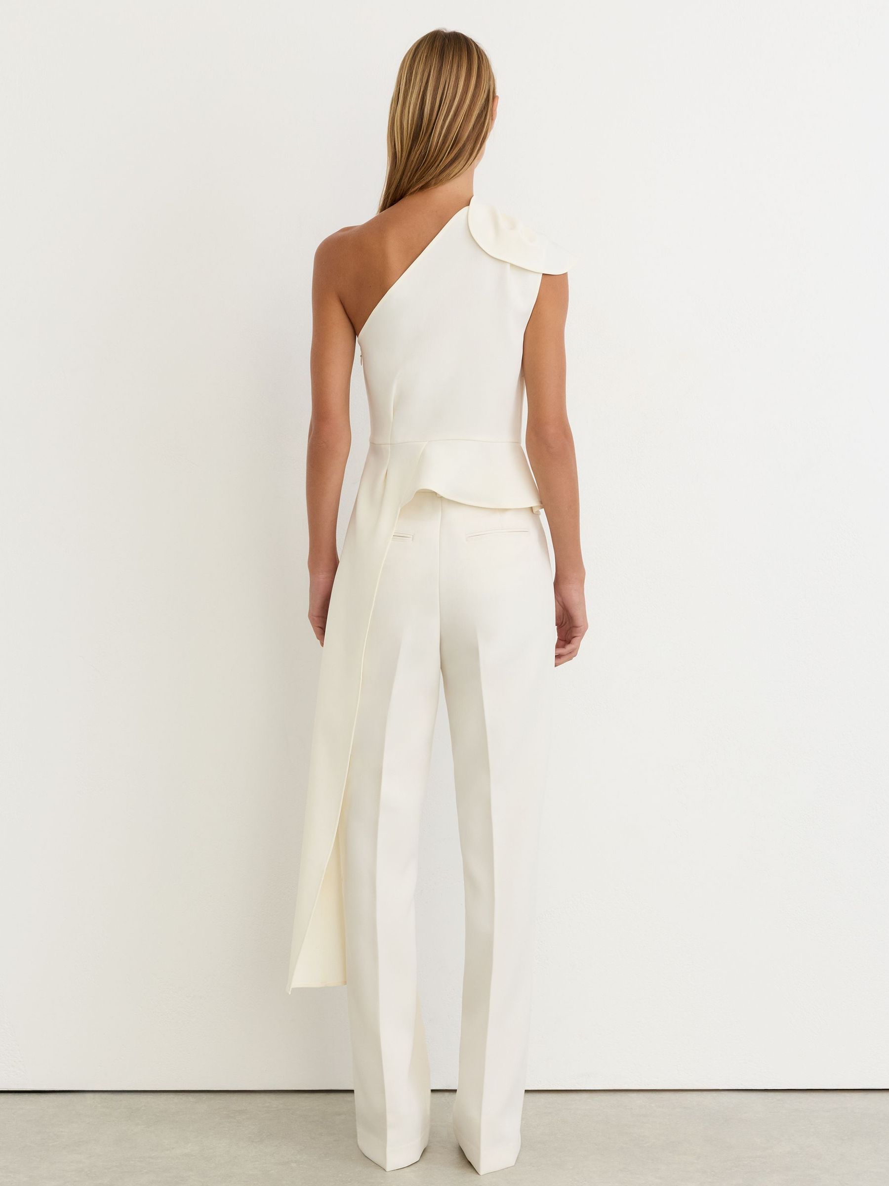 One-Shoulder Structured-Frill Top in Ivory - Image 5 of 8