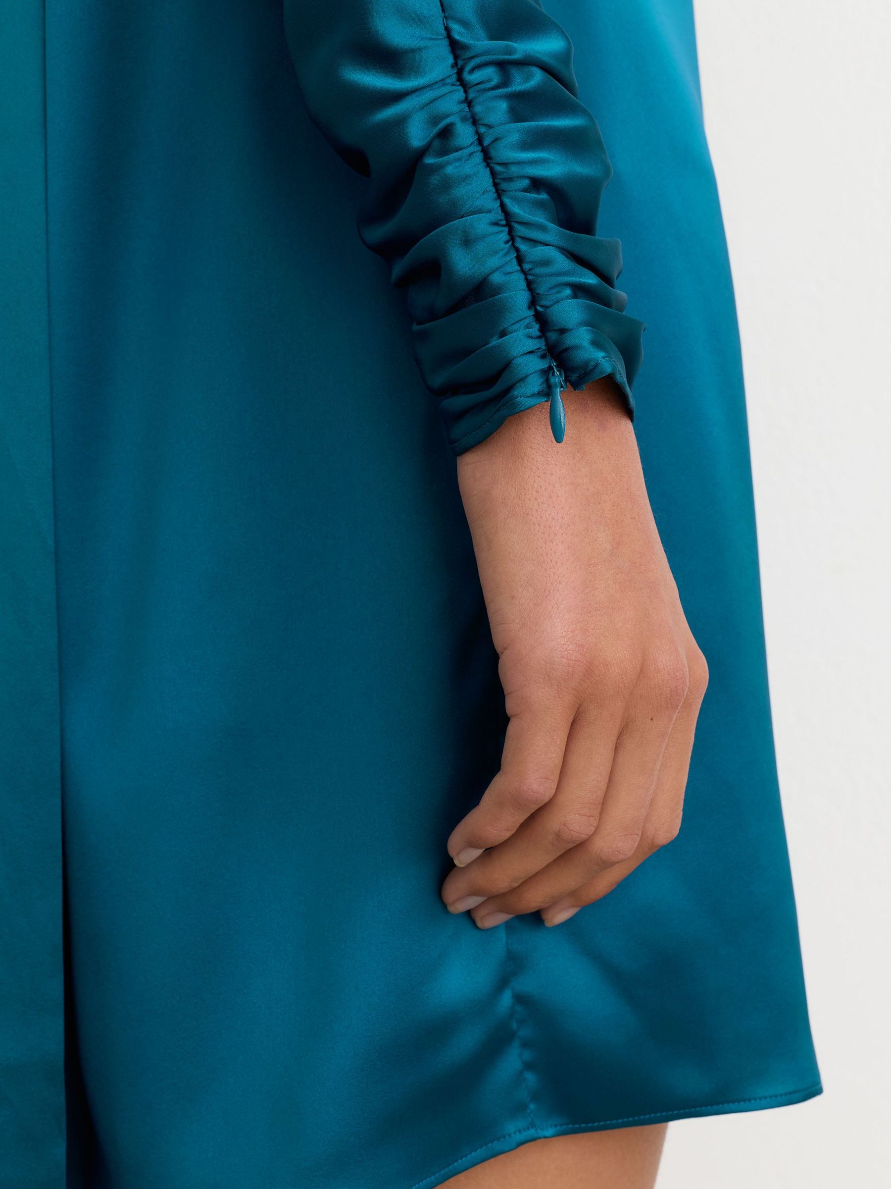 Satin Cape-Detail Mini Dress in Cobalt Blue - Image 4 of 8