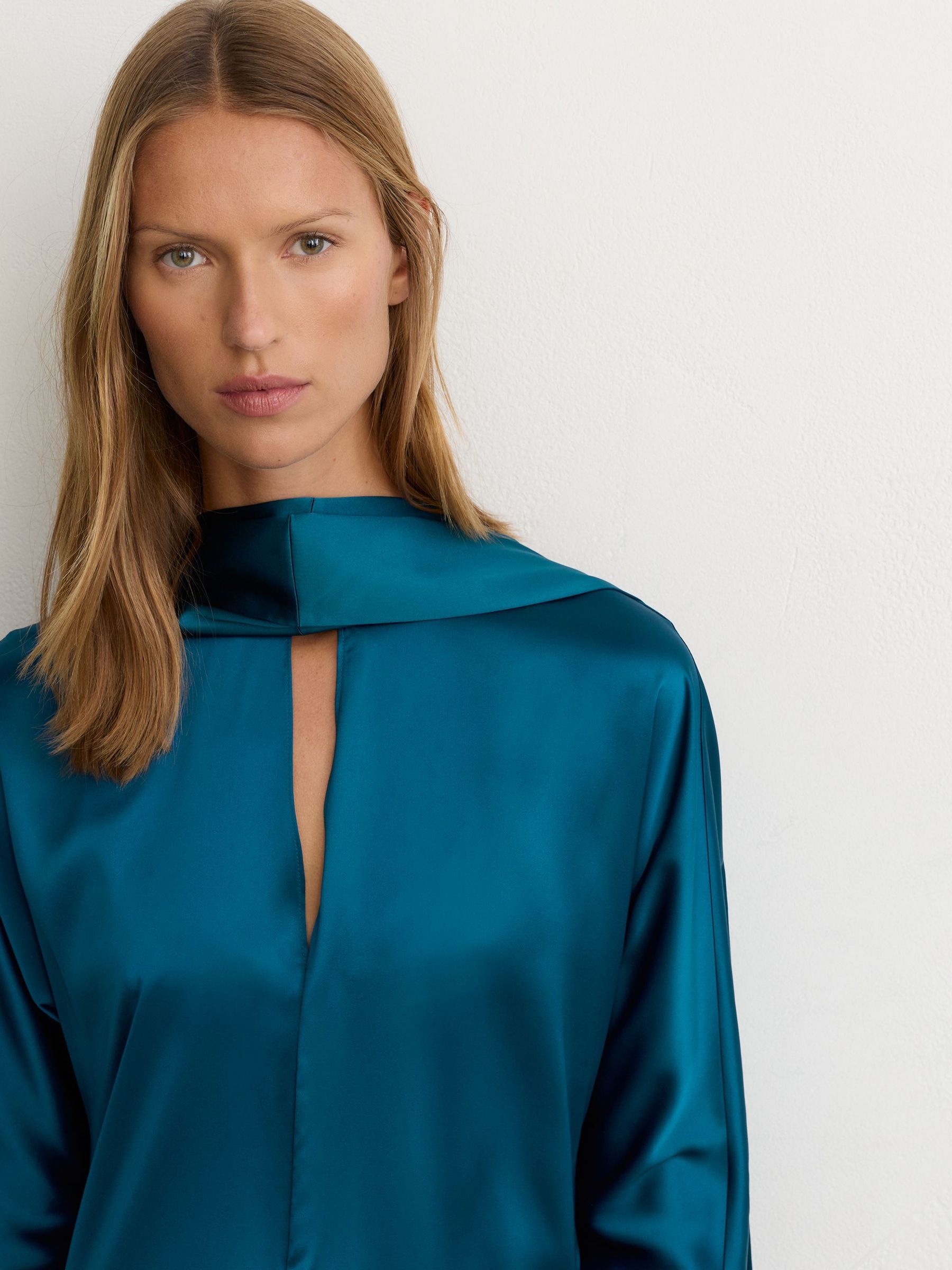 Satin Cape-Detail Mini Dress in Cobalt Blue - Image 6 of 8