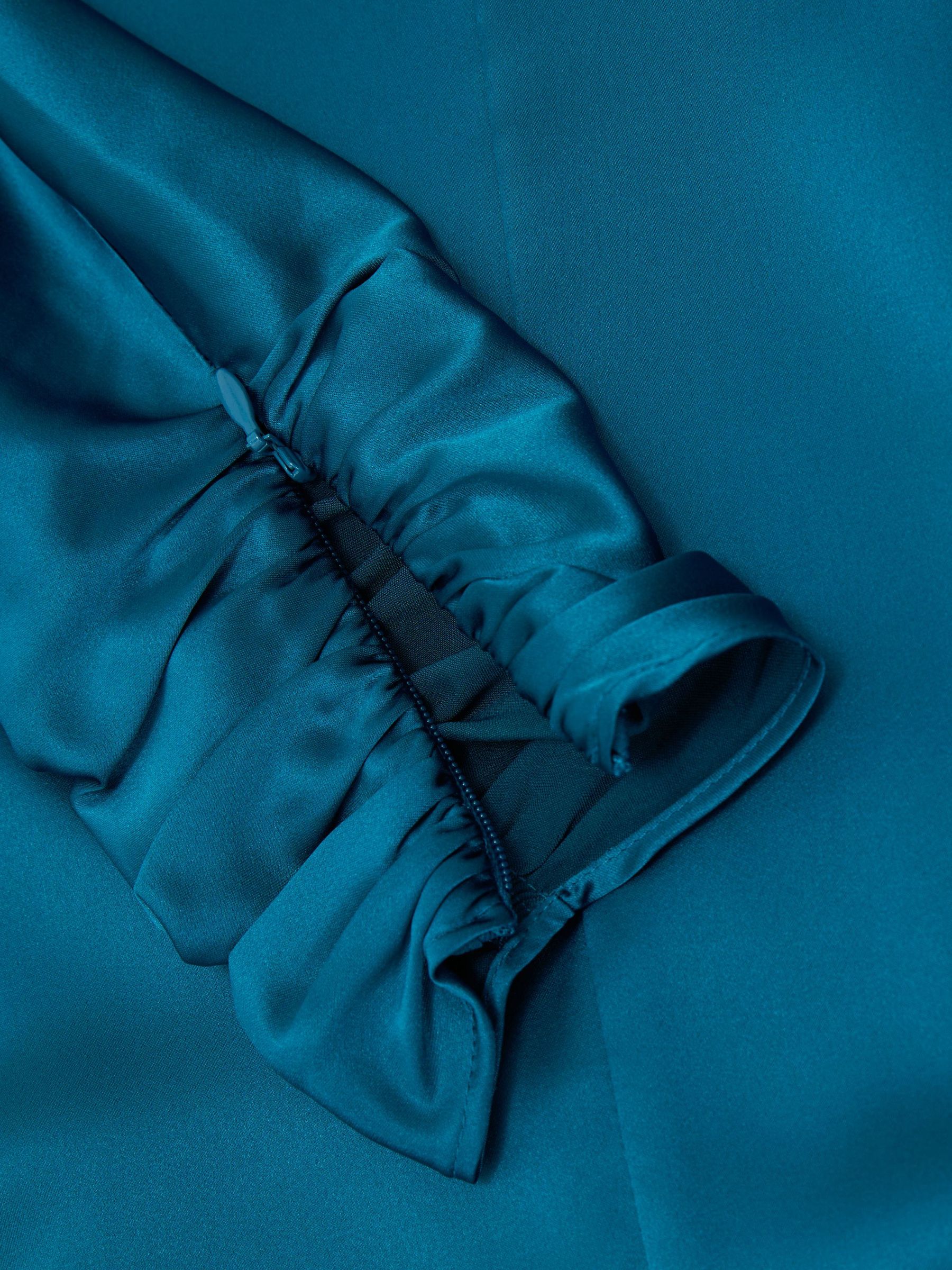 Satin Cape-Detail Mini Dress in Cobalt Blue - Image 8 of 8