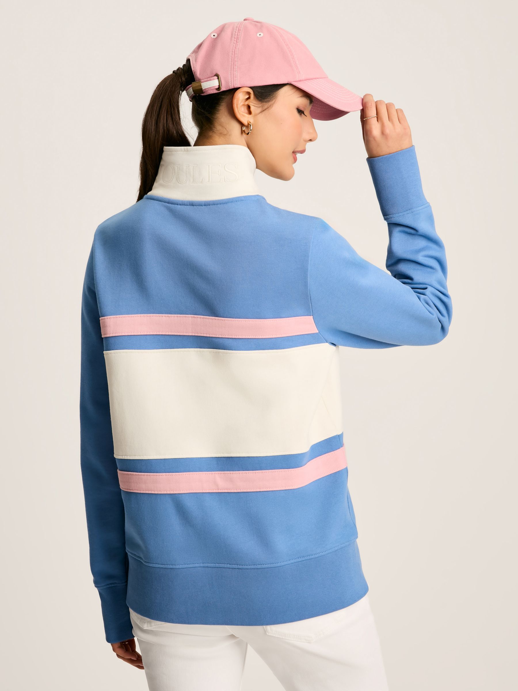 Tadley Blue & White Quarter Zip Sweatshirt - Image 2 of 7