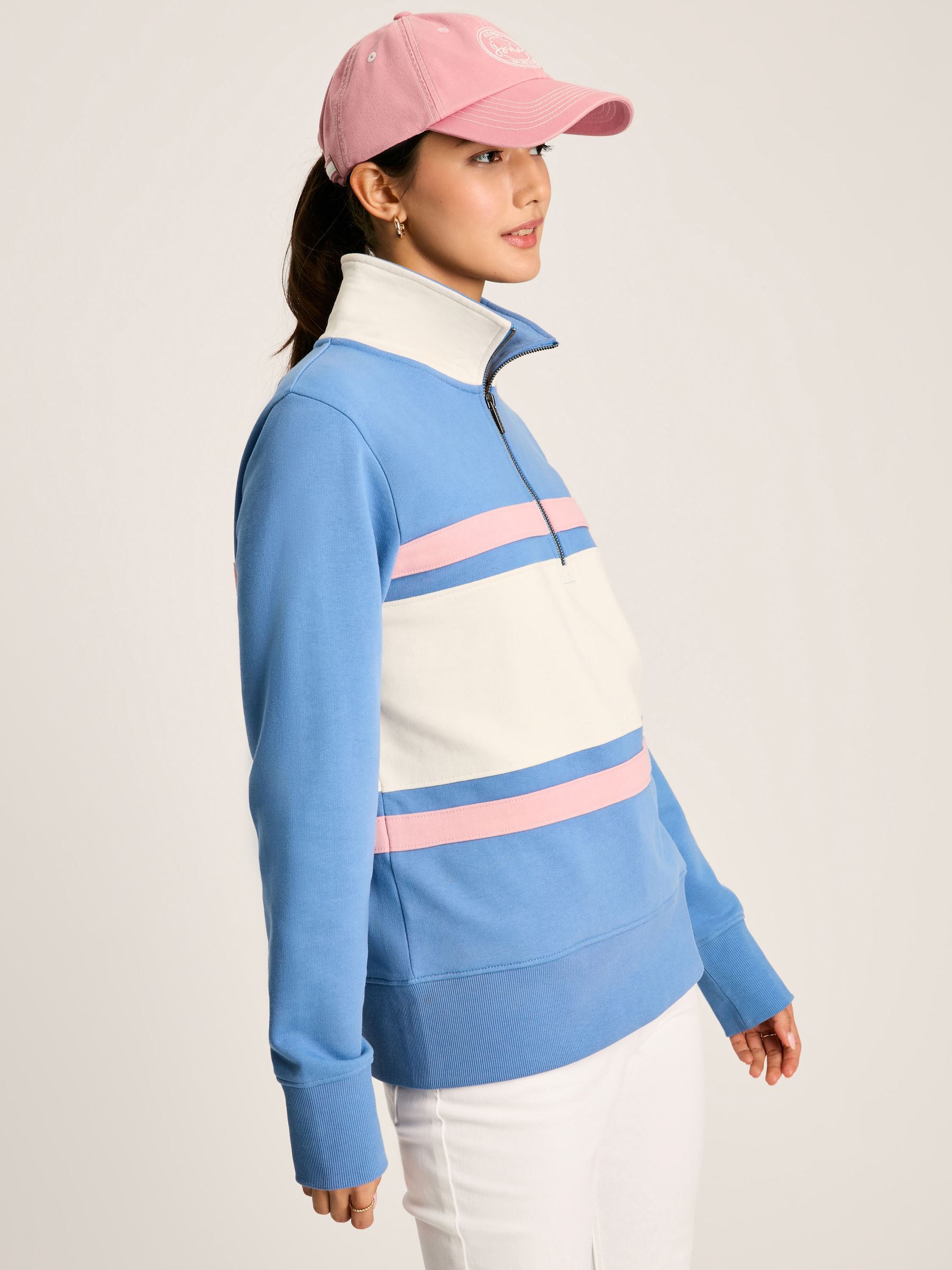 Tadley Blue & White Quarter Zip Sweatshirt - Image 3 of 7