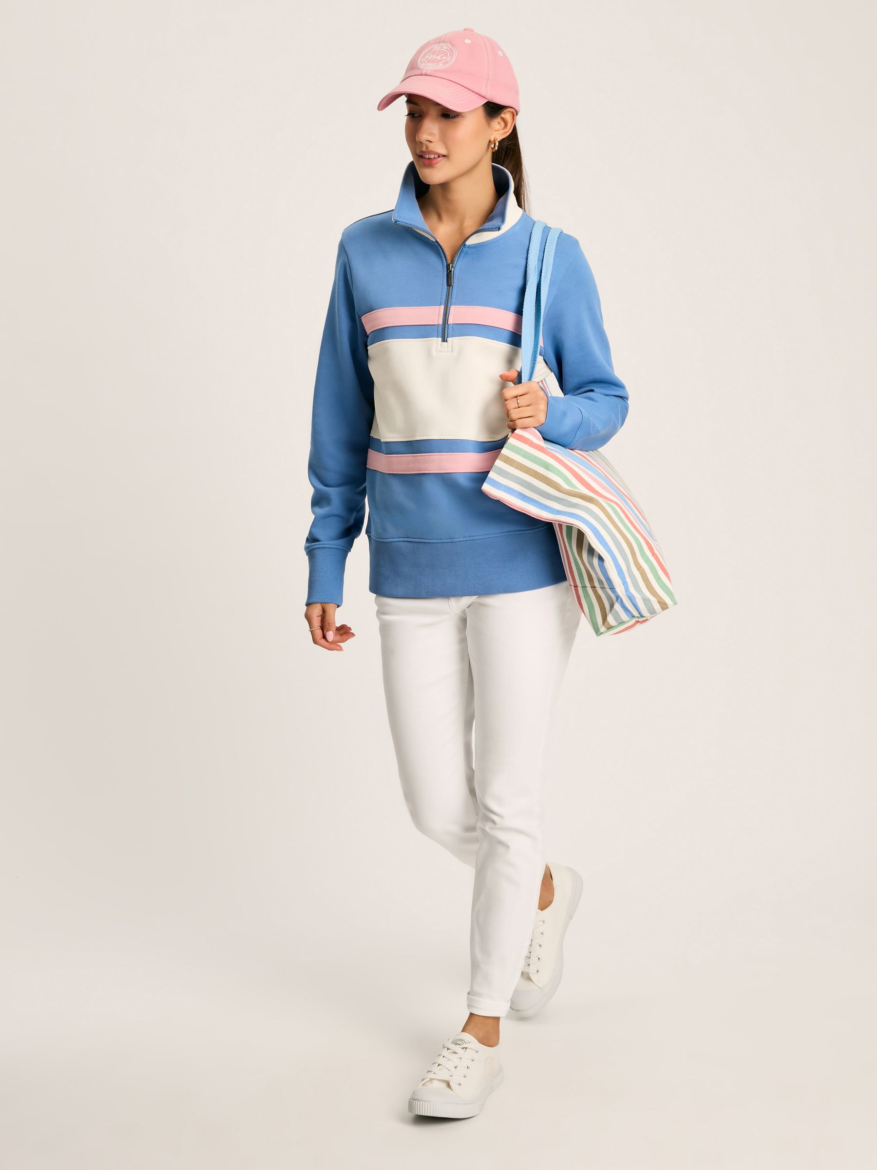 Tadley Blue & White Quarter Zip Sweatshirt - Image 4 of 7