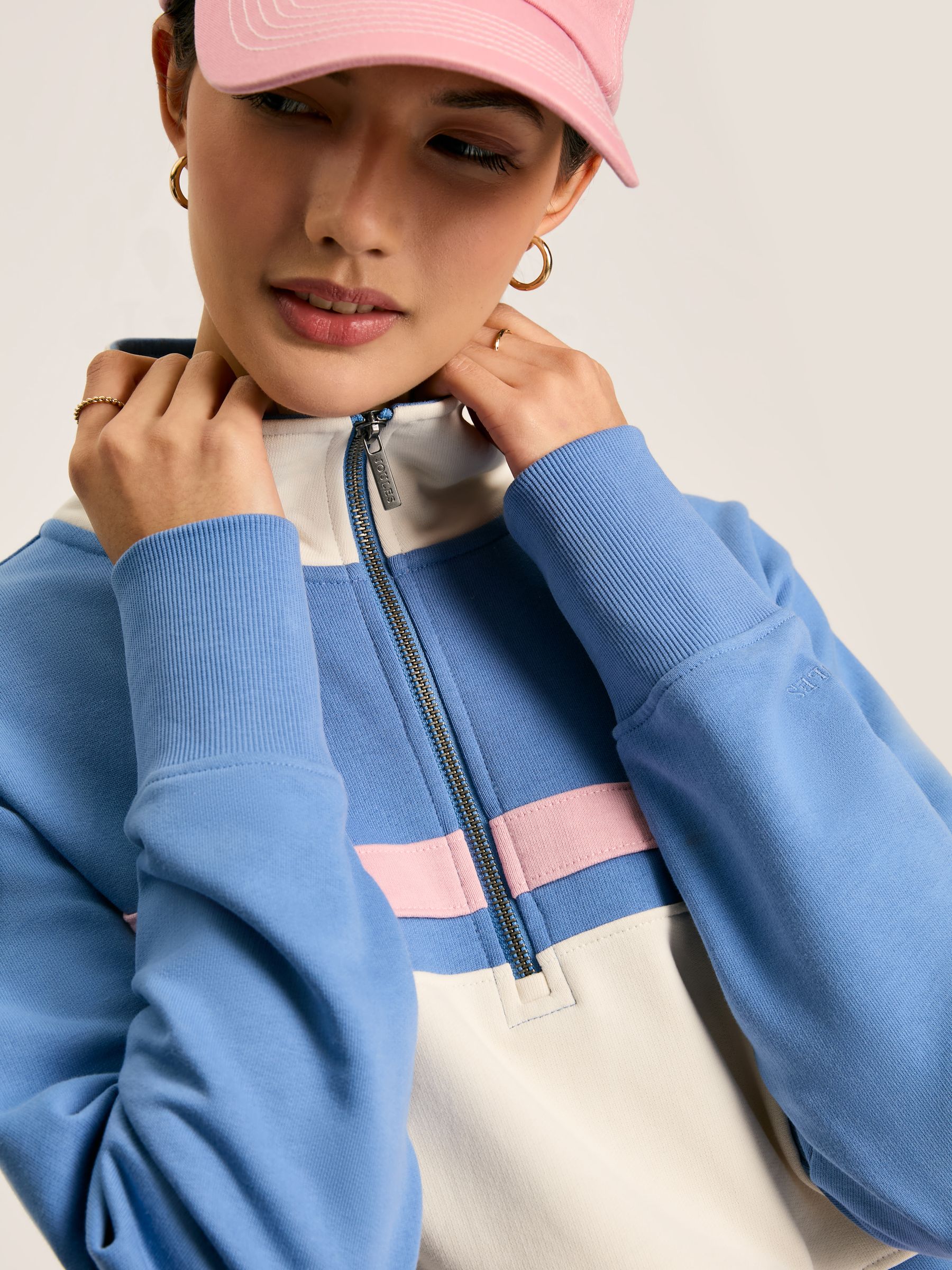 Tadley Blue & White Quarter Zip Sweatshirt - Image 5 of 7