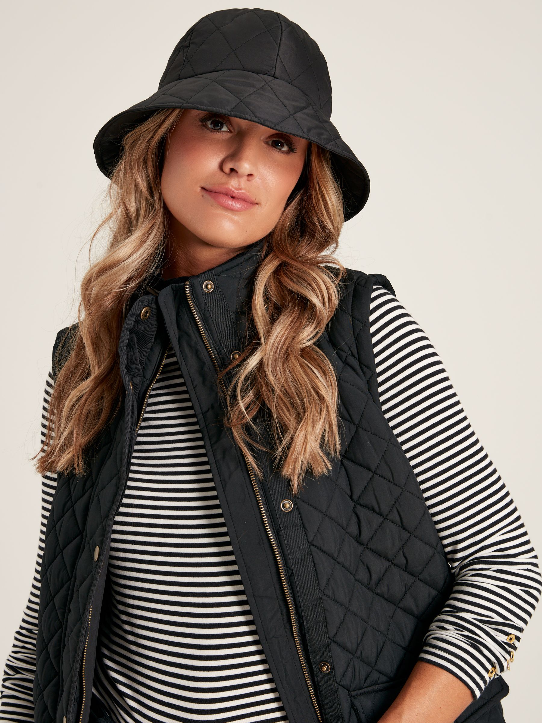 Harriet Black Quilted Hat - Image 1 of 6 Harriet Black Quilted Hat - Image 1 of 6
