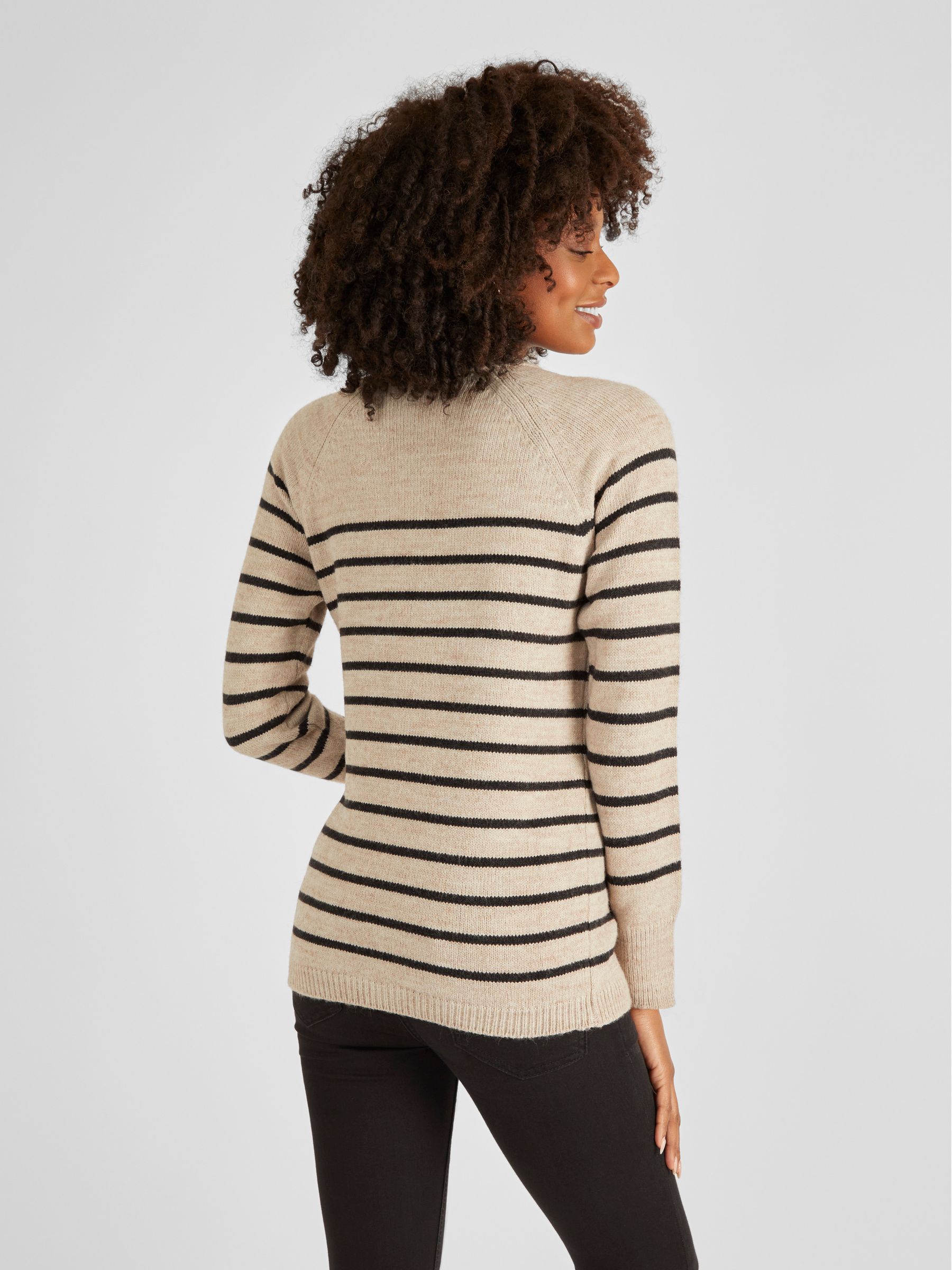 Oatmeal Stripe Button Shoulder Maternity & Nursing Jumper - Image 2 of 4