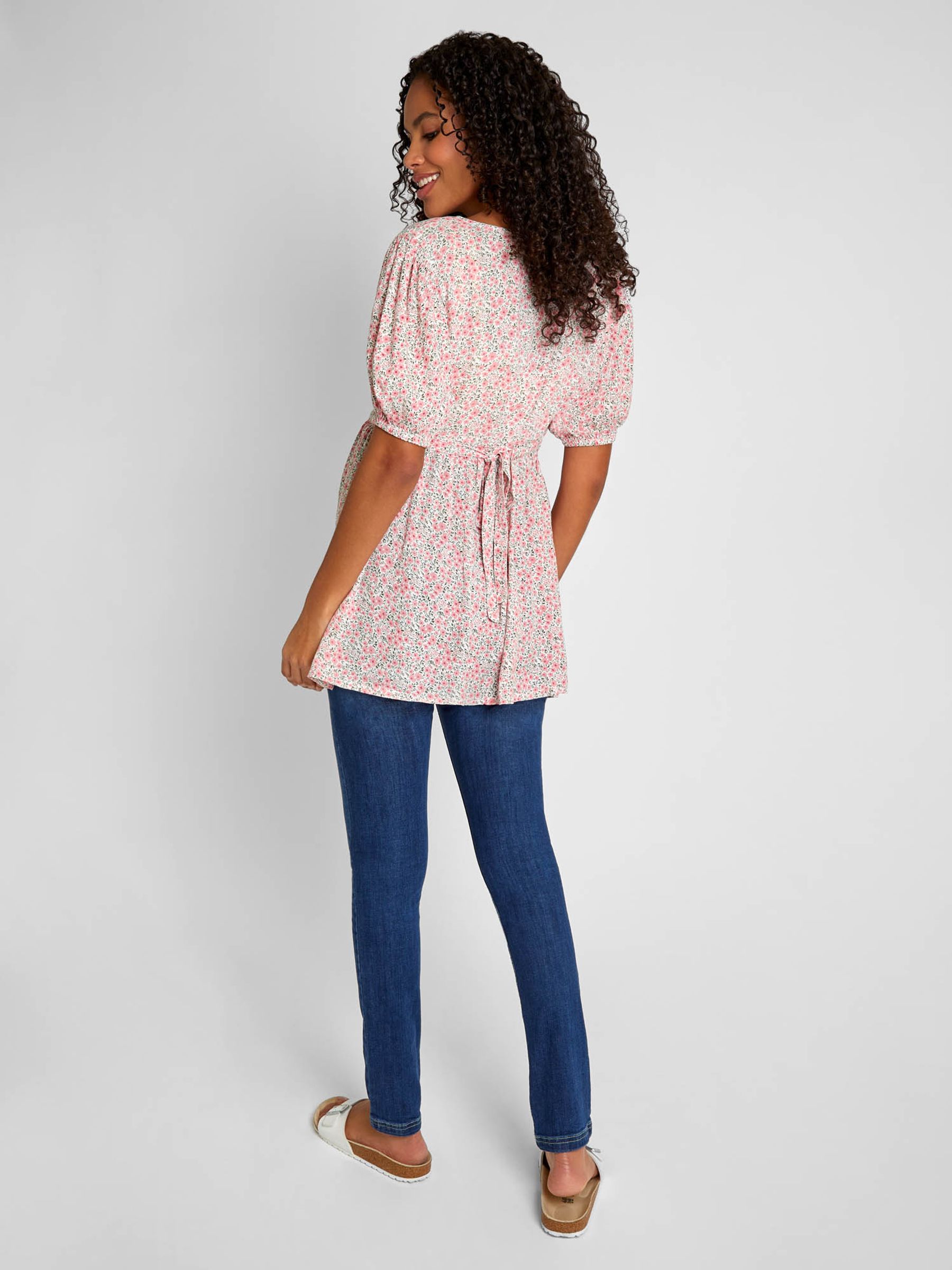Pink Print Maternity Blouse in Floral - Image 3 of 5