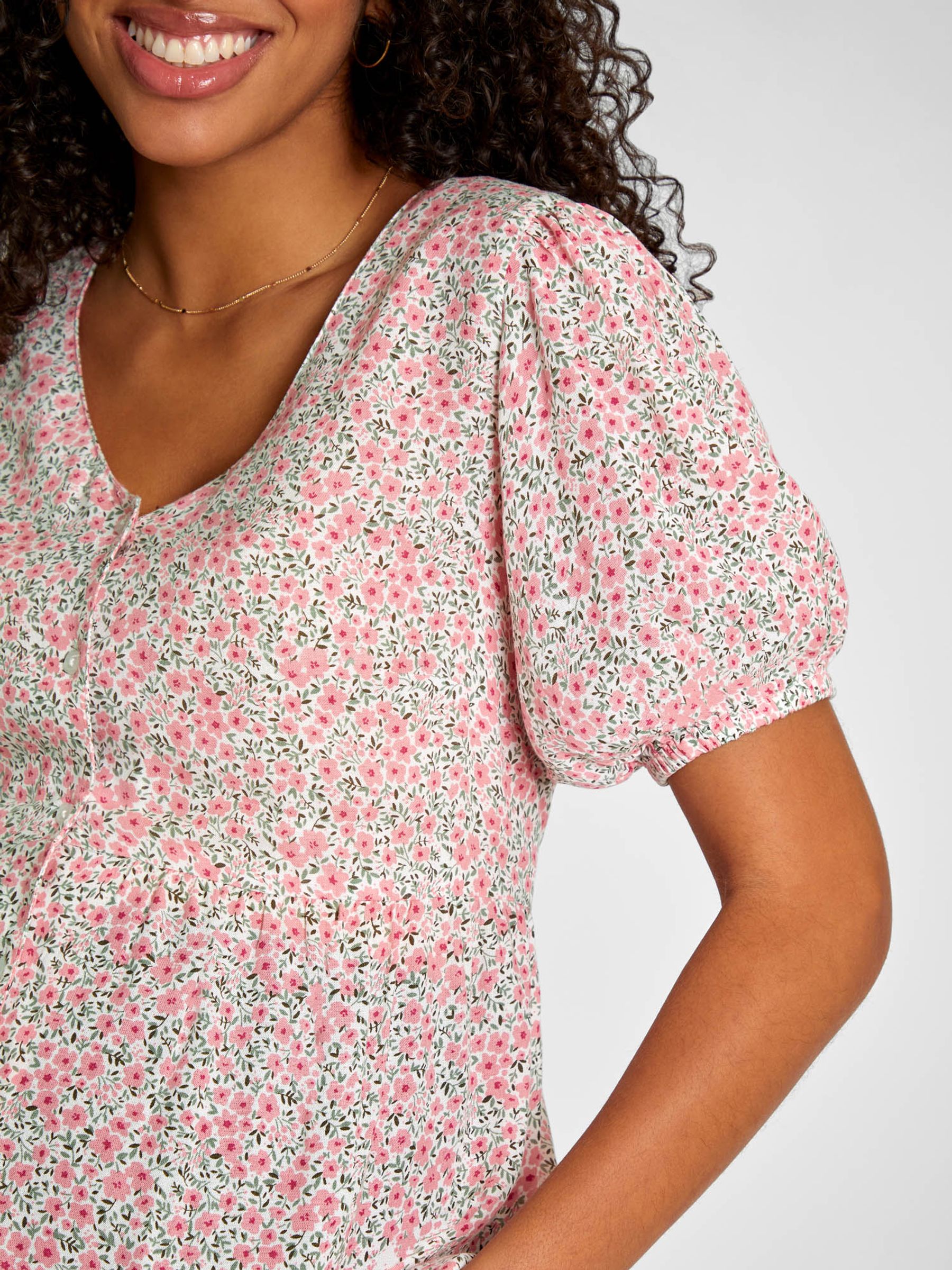 Pink Print Maternity Blouse in Floral - Image 4 of 5