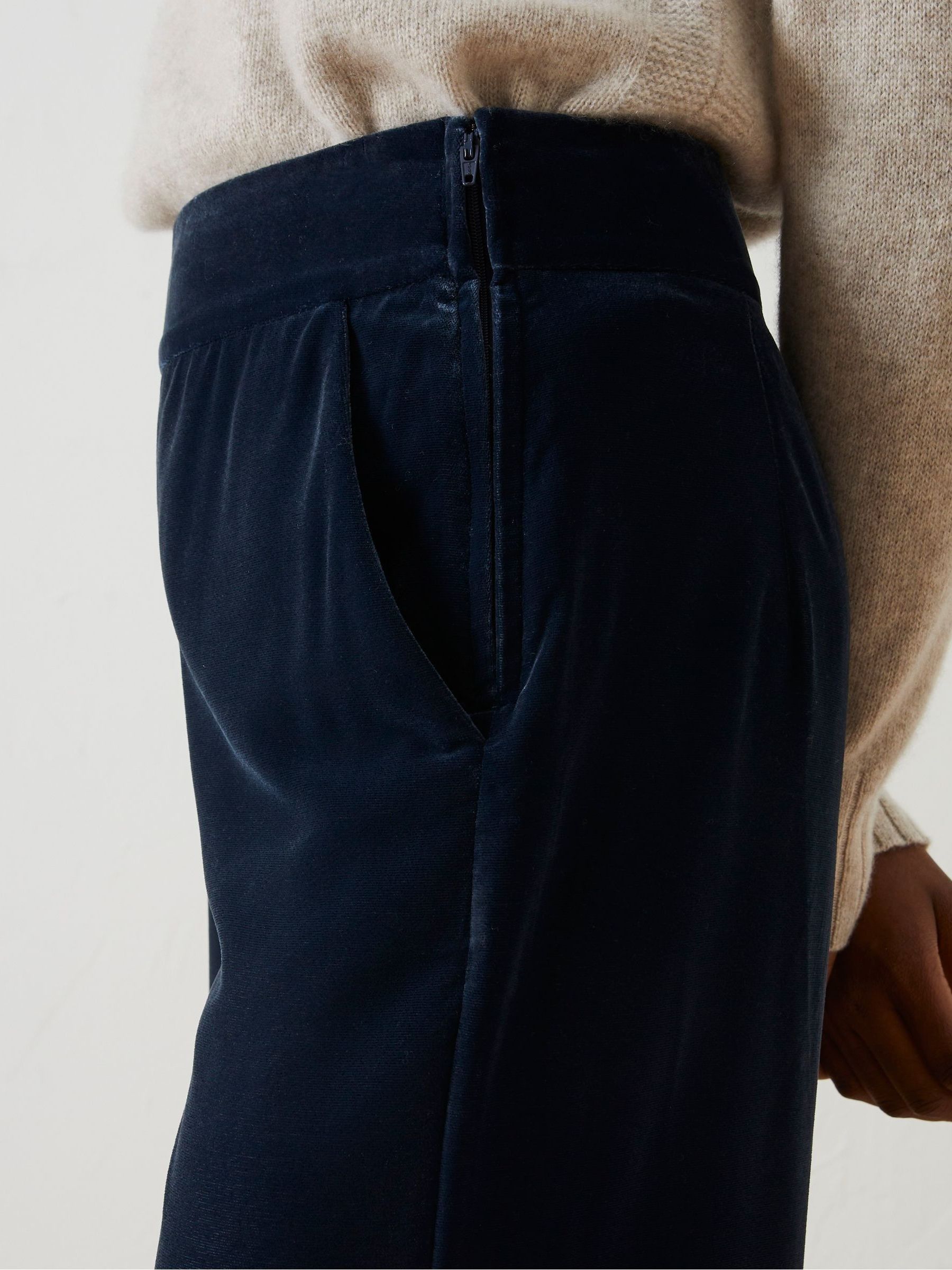 Blue Wide Leg Velvet Trousers - Image 5 of 5