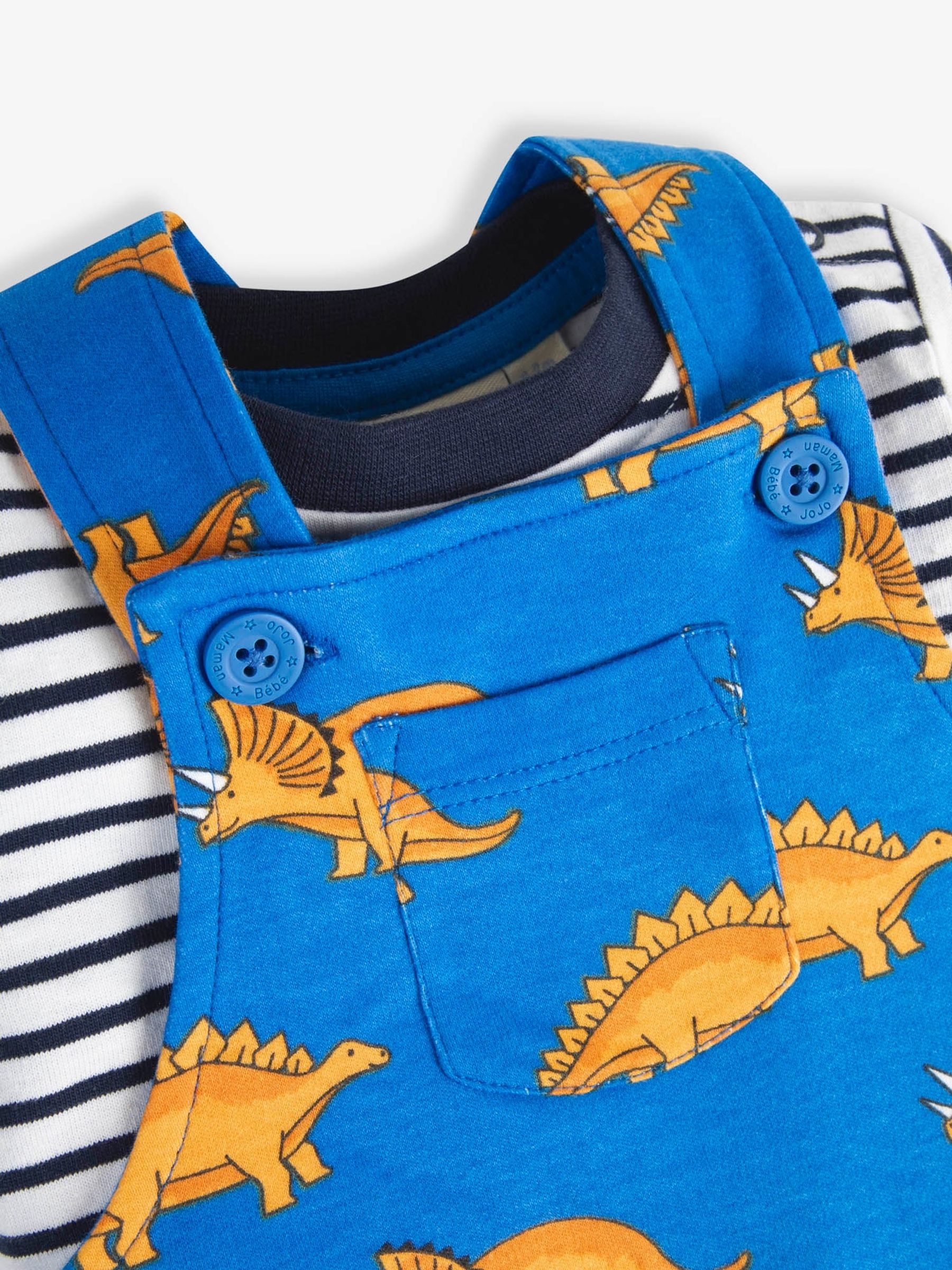 Cobalt 2-Piece Stegosaurus Print Short Dungarees & Top Set - Image 3 of 3