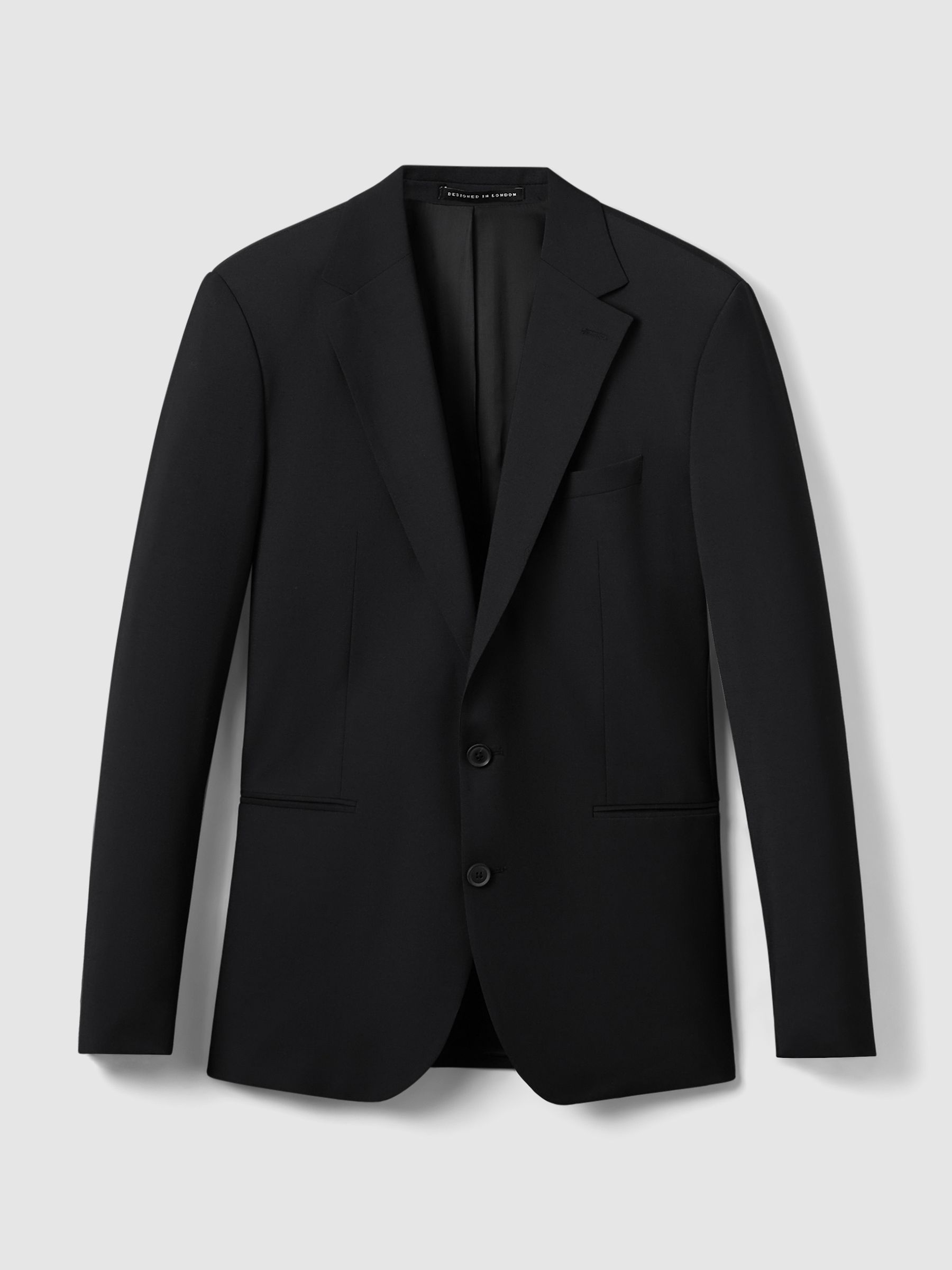 Slim-Fit Wool-Blend Single-Breasted Suit Blazer in Black - Image 2 of 8