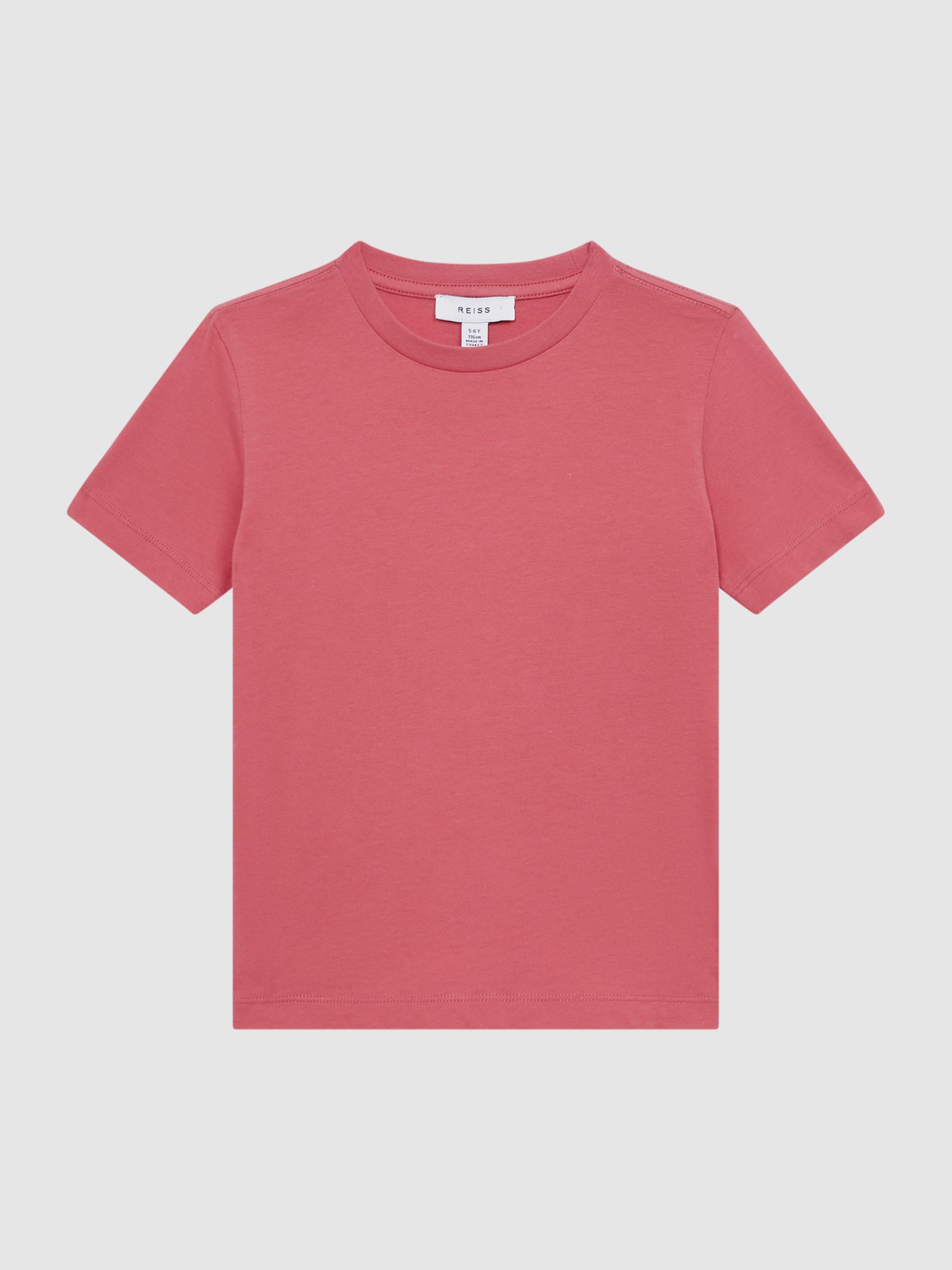 Crew Neck T-Shirt in Coral - Image 2 of 6 Crew Neck T-Shirt in Coral - Image 2 of 6