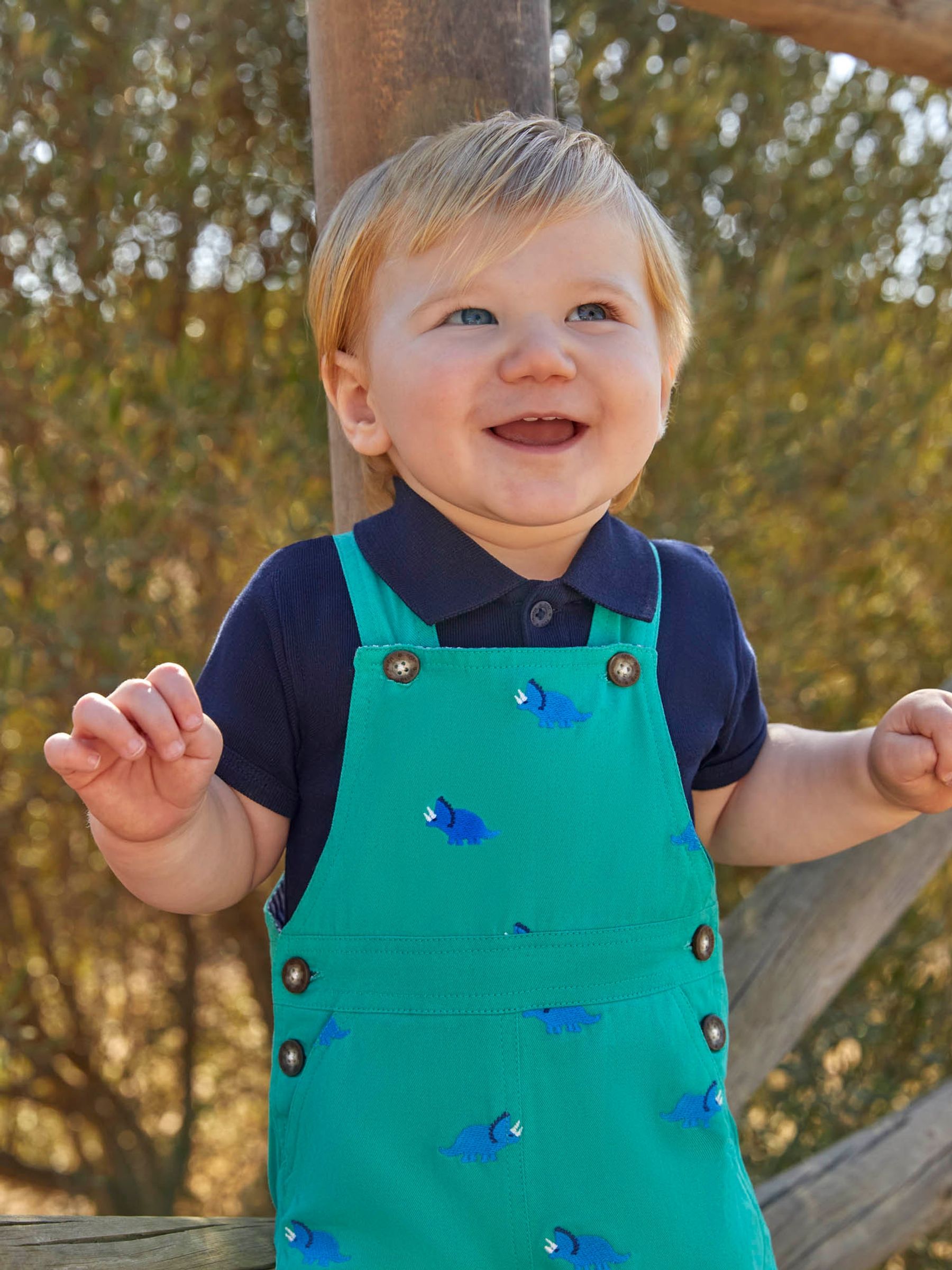 Green Dino Embroidered Short Dungarees - Image 3 of 5